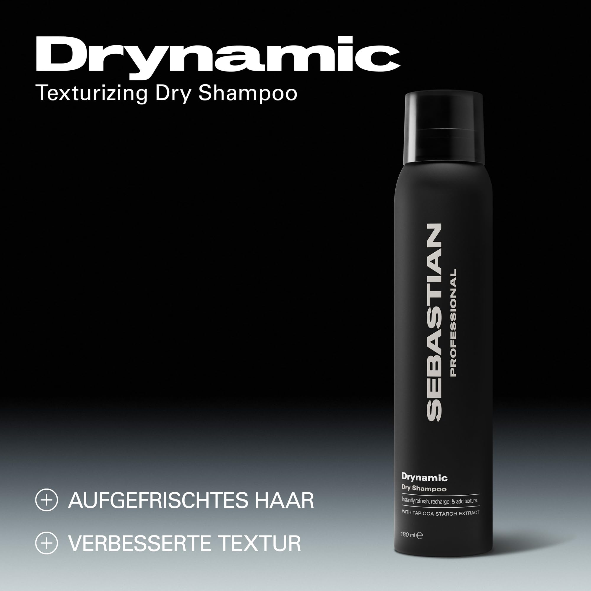 Sebastian Professional Drynamic Dry Shampoo – Trockenshampoo mit Tapiokastärke für sofortige Frische, Textur & Volumen, absorbiert Öl & verleiht neue Energie zwischen den Haarwäschen - 180 ml