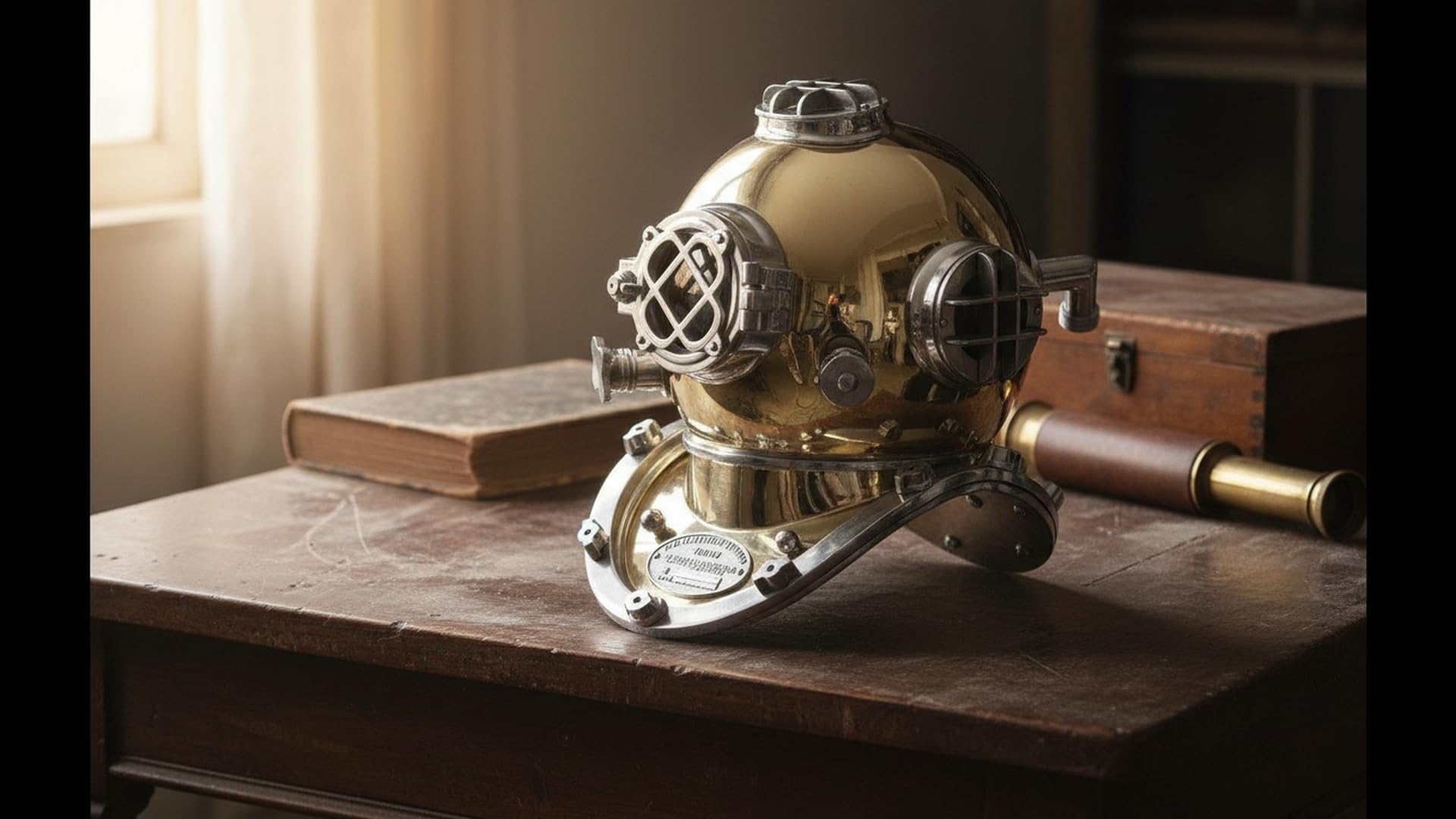 Mark V - Casco de Buceo Vintage de la Marina de EE. UU., latón Antiguo, 18 pies de Alto, para coleccionistas y entusiastas de la Marina