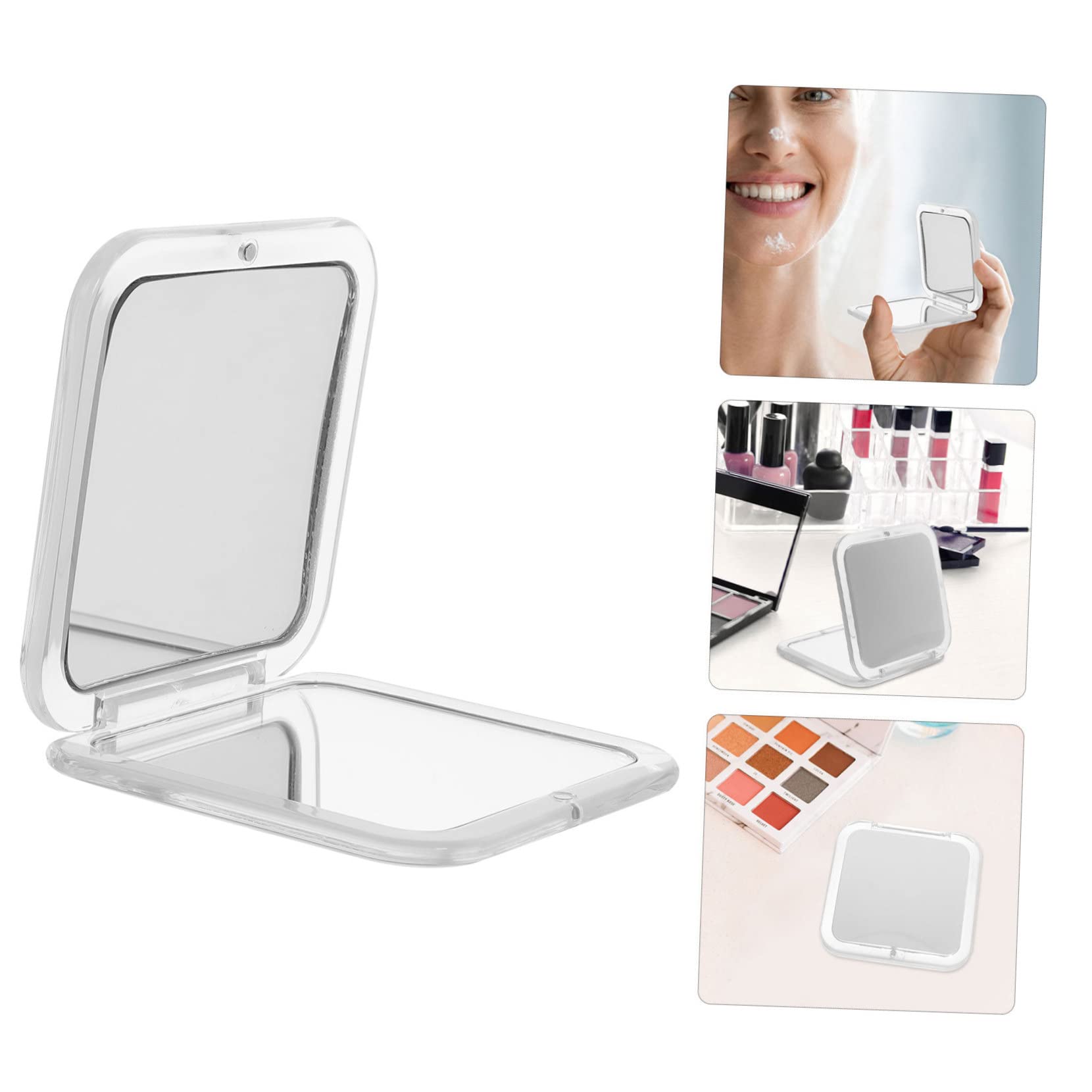 3 Pezzi Specchio Cosmetico Pieghevole Uv Specchio Di Trucco Compatto Specchio Da Viaggio Ingranditore Illuminato Specchio Compatto Dorato Piccolo Specchio Portatile Bianca Resina