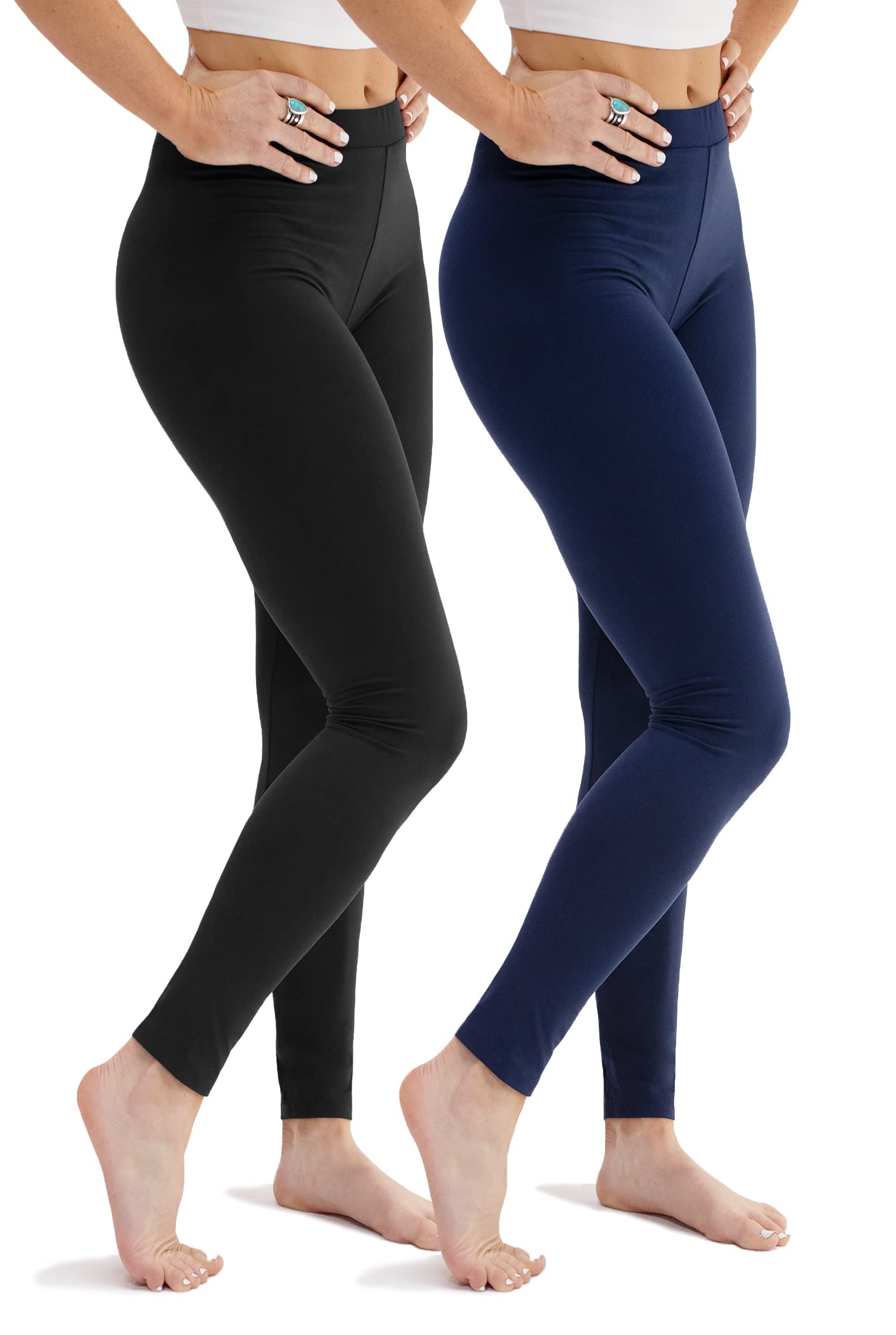 Women's 2 Pack High Waisted Ultra Soft Basic Leggings