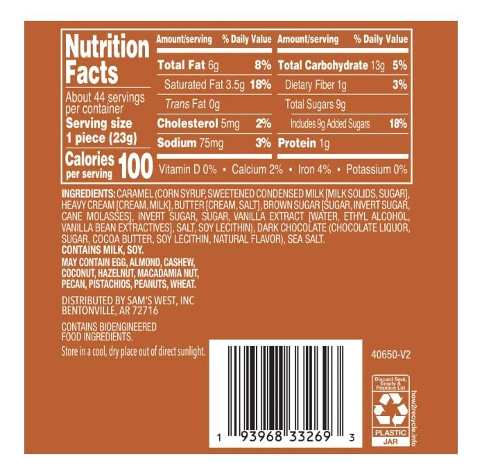 Compatible with Member's Mark Dark Chocolate Soft Sea Salt Caramels, 36 oz.