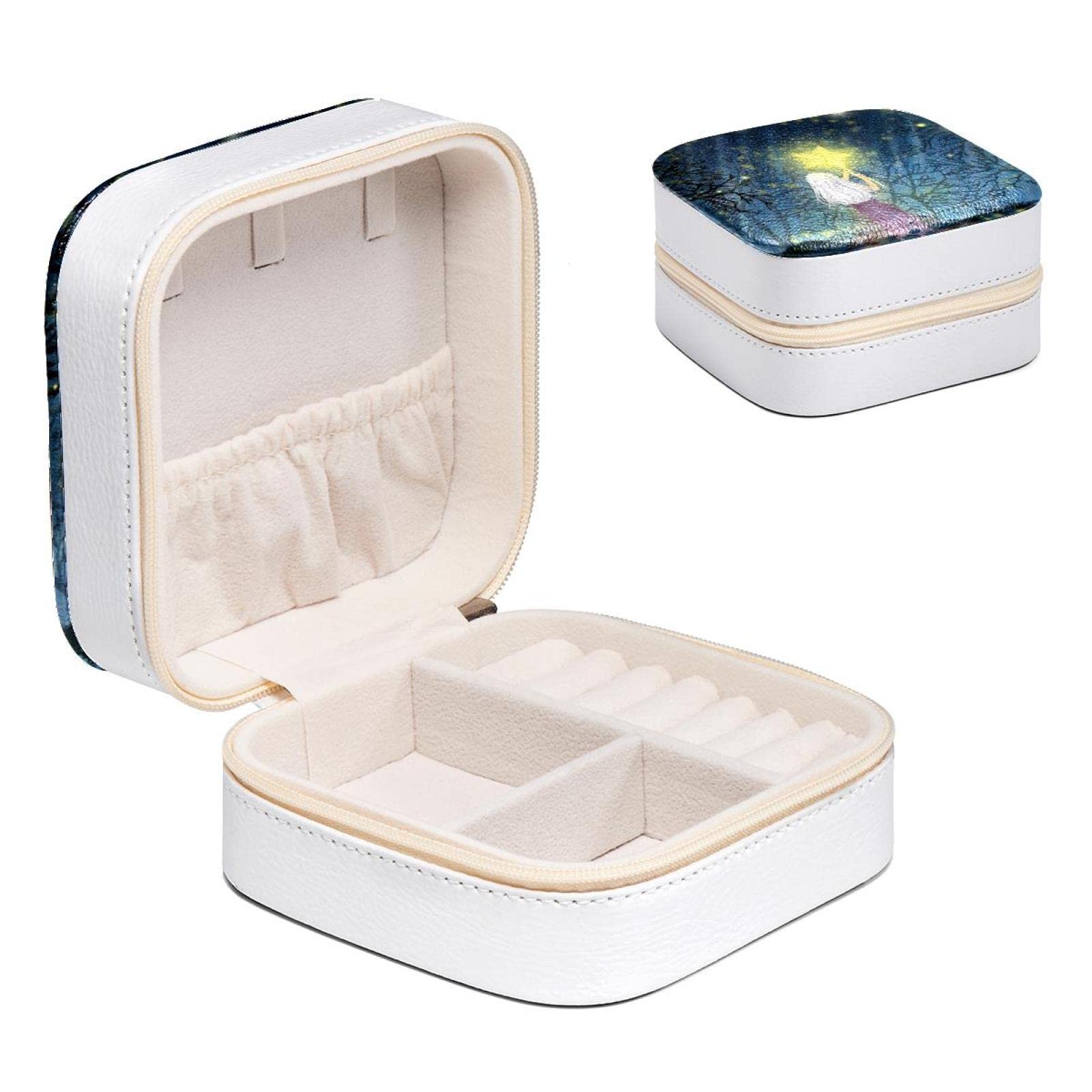 Boîte à bijoux pour femme et organisateur de bagues et colliers compact 10.5 cm