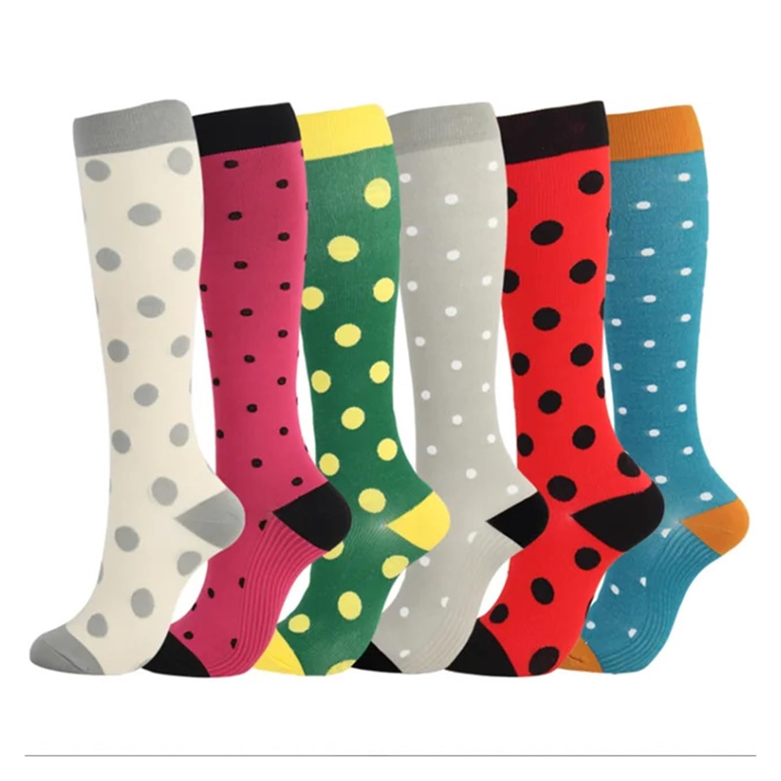 6 pares de calcetines de compresión estampados divertidos para venas varicosas, atléticos, médicos, enfermeras, correr, vuelos, viajes, calcetines para hombres y mujeres, Zh108, L