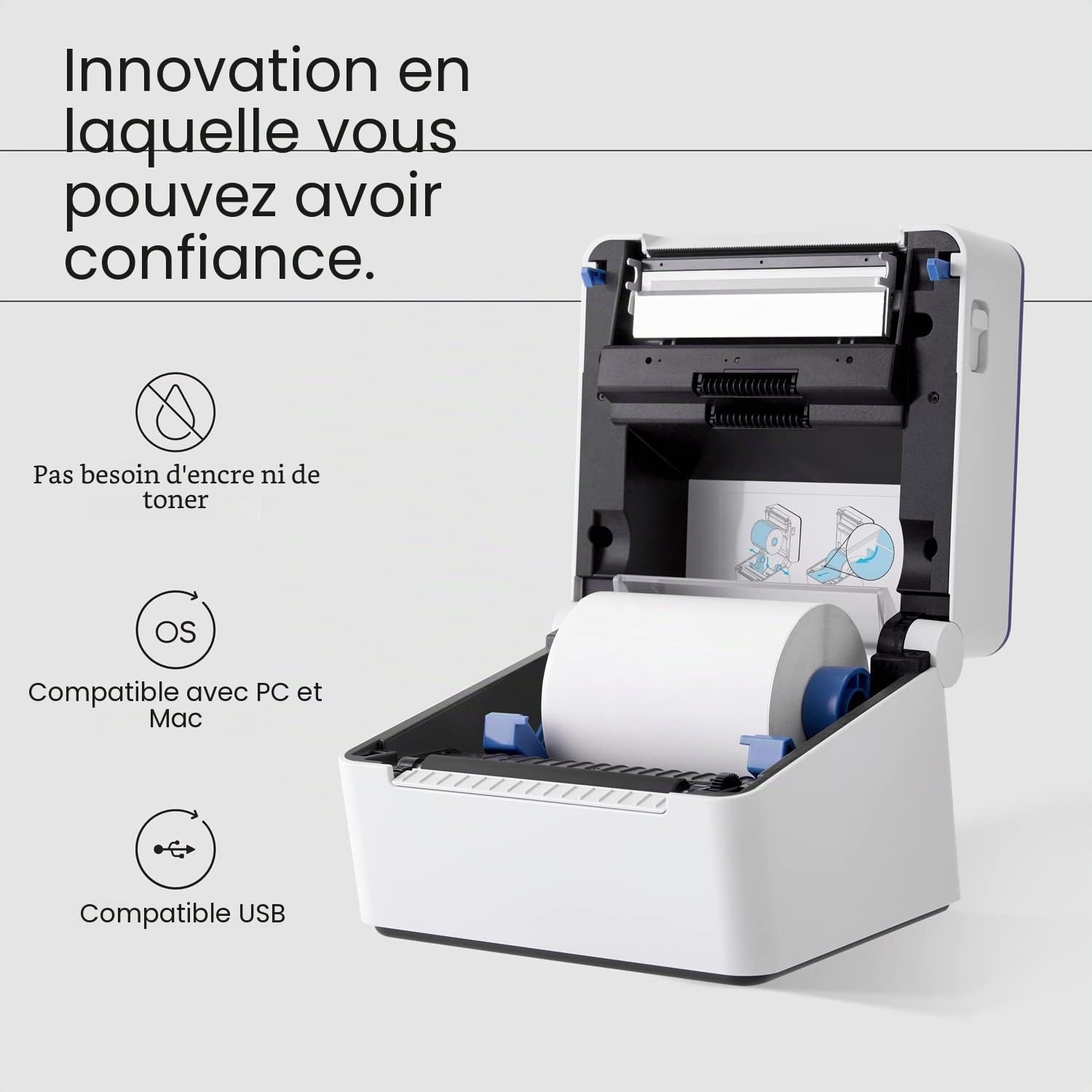 HP Work Solutions d'expédition 4x6 d'étiquettes Thermique Imprimante Facile à Utiliser, Haute Vitesse 203 DPI pour Le Bureau à Domicile ou l'entreprise Prend en Charge PC et Mac