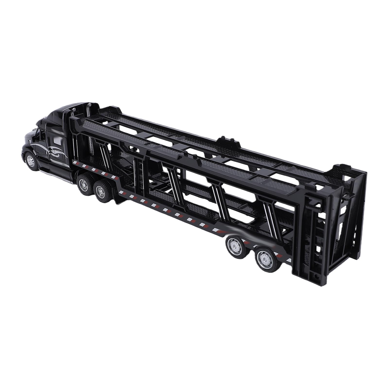 Alomejor 1:48 Alloy Car Carrier, Detailed Replica Truck Model, Functional Trailer, for Multiple Miniature Cars, for Collectors and Enthusiasts Display, Interactive Play (Black)