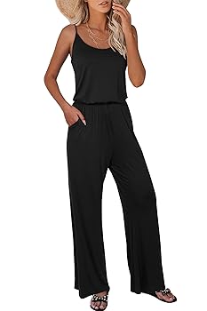 OUGES Womens 2024 Casual Sleeveless Jumpsuits Spaghetti