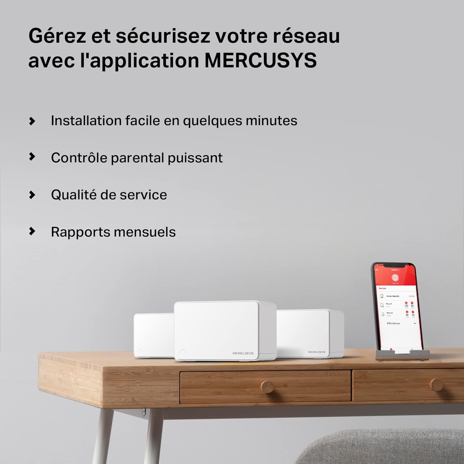 MERCUSYS Halo H3000X(2-Pack) TP-Link WiFi Mesh Routeur WiFi 6 Bi-Bande AX3000Mbps, Couverture Jusqu'à 460 m², Canaux 160 MHz, 3 Ports Gigabit, Repeteur WiFi, Contrôles Parentaux Puissants
