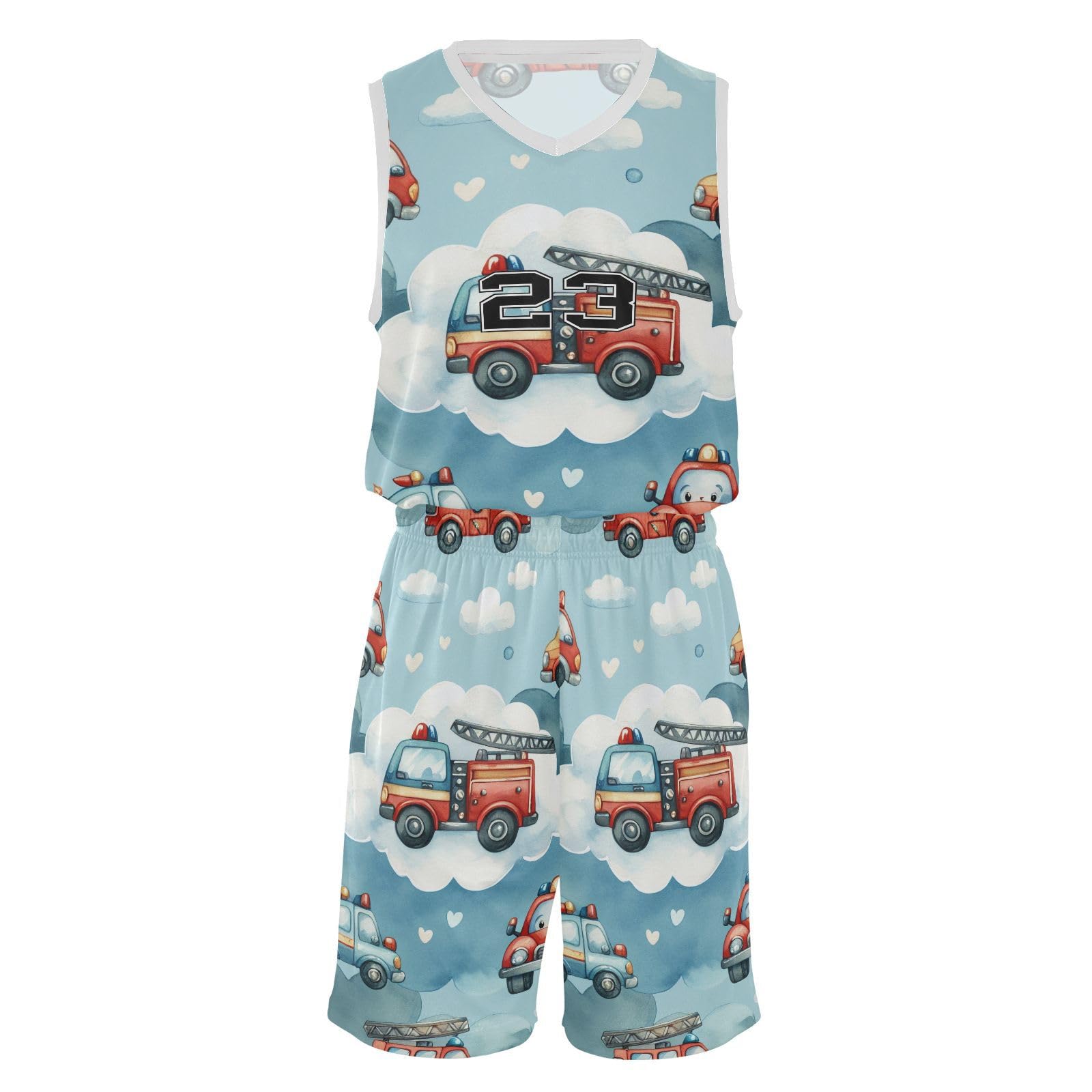 FLildon Cute Cars Trucks Boys Basketball Jersey Set Tank Top Shorts Tracksuit Sport Training Suit for Kids, S