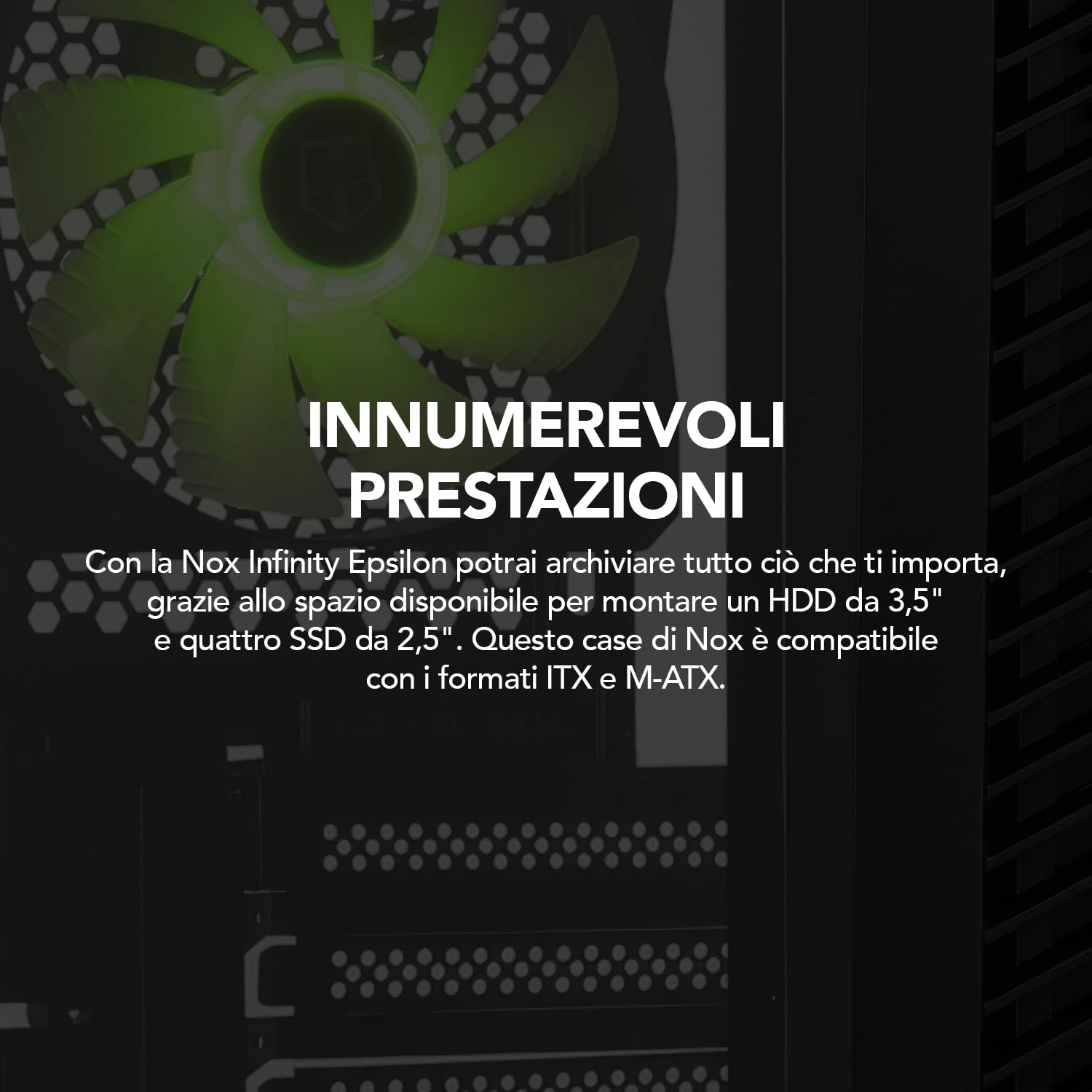 NOX XTREME PRODUCTS INFINITY ZETA - Mini Tower M-ATX/ITX ARGB Rainbow Dynamic, pannello laterale in vetro temperato, spazio per 6 ventole, compatibilità schede grafiche fino a 310 mm, USB 3.0, nero