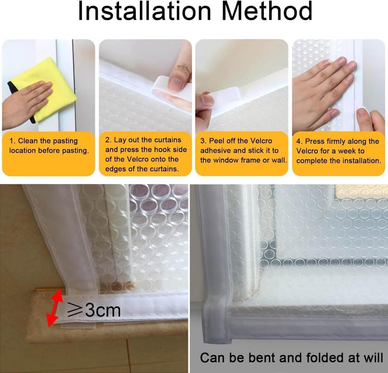 冬用断熱窓フィルム 気泡シートポリカーボネート マジックステッカー簡易取付 浴室・賃貸向け 防寒・冷気遮断断熱シート (1.8x2.