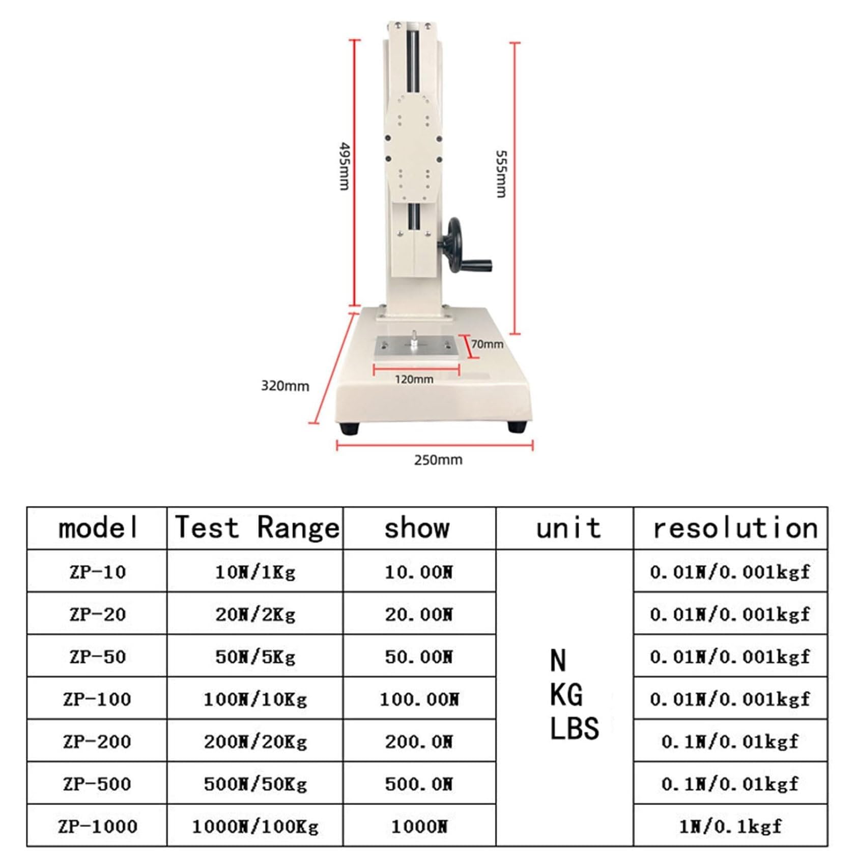 Handkurbel-Zugtester mit 5 Sonden, digitales Kraftmessgerät für Kompressions-Zugtest, USB-Datenexport, 300 mm Hub-Laborausrüstung für elektrische Automobil-Hardware-Inspektion