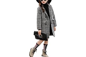 Girls Pea Coat with Notched Lapel Collar