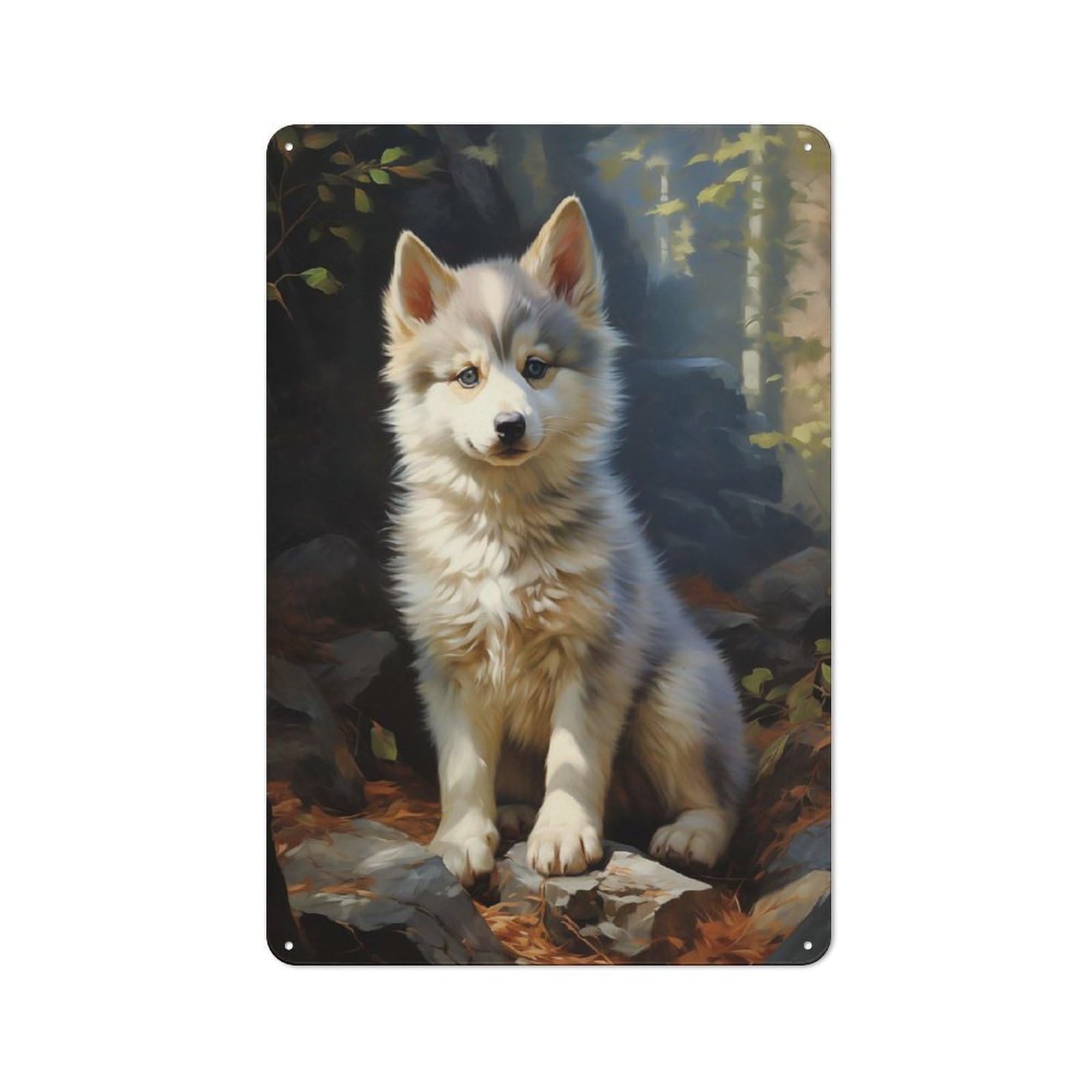 Siberian Husky Puppy Decorative Tin Plaque 30x20cm, Vintage Bar Wall Plaque for Bar, Kitchen, Garage Or Games Room