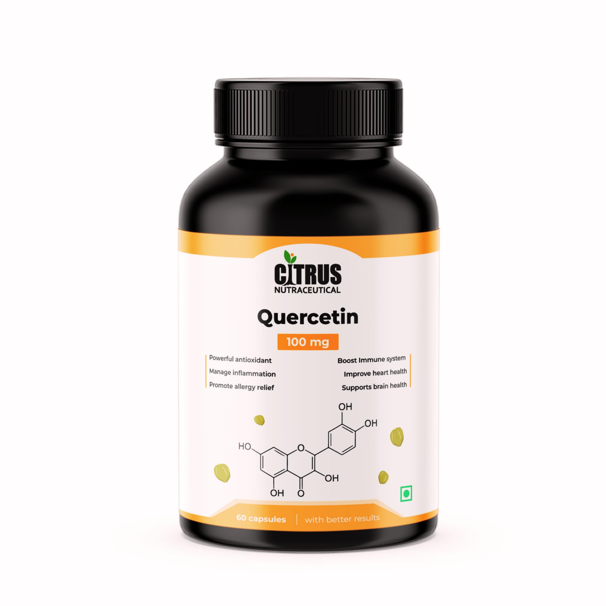 CITRUS NUTRACEUTICAL Quercetin 100 mg Natural Bioflavonoid For Powerful Antioxidants Supports Immunity Lowers Inflammation and Improve Heart Health (60 Capsules)-image-42