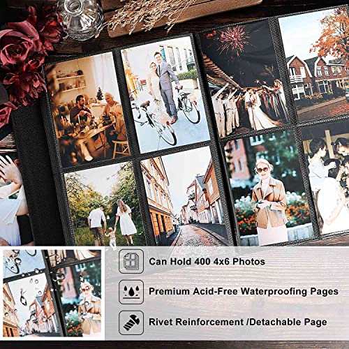 Image of Ywlake Photo Album 4x6 400 Pockets, Leather Photo Albums Holds 400 Vertical Pictures Only White
