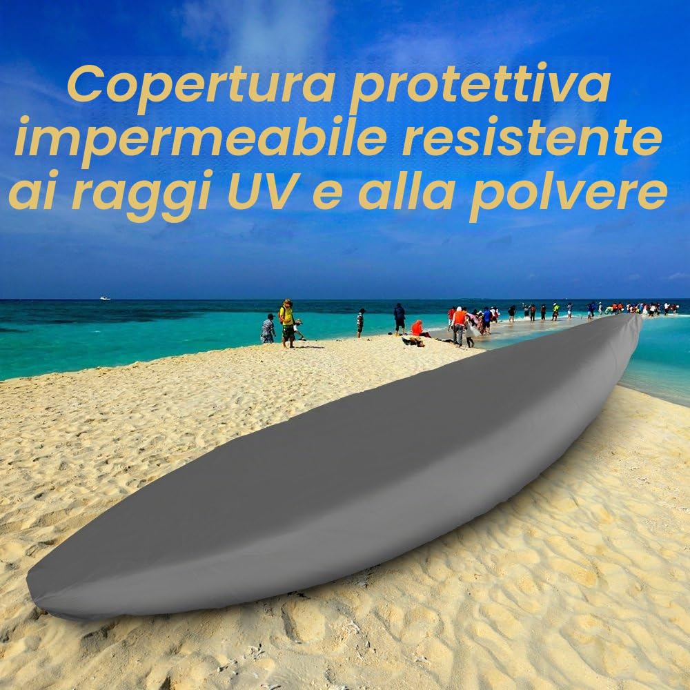 Lixada Universale Kayak copertura, impermeabile e resistente ai raggi UV, Polvere Protezione Scudo per barca Canoa, grigio, 4.0m