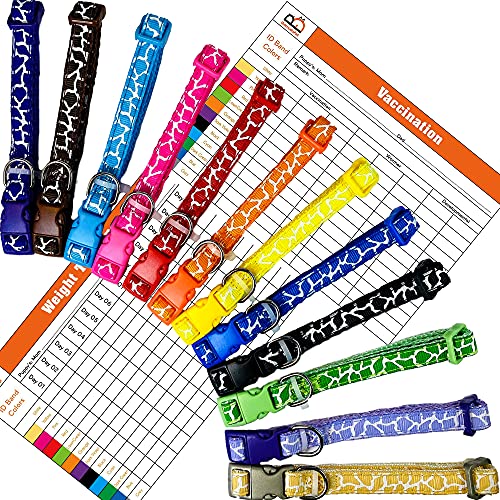 GAMUDA Puppy Litter Collars â€“ Super Soft Nylon Whelping Puppy Collars - Adjustable Litter Collars for Pups â€“ Assorted Colors Camouflage Identification Collars â€“ Set of 12 (S)