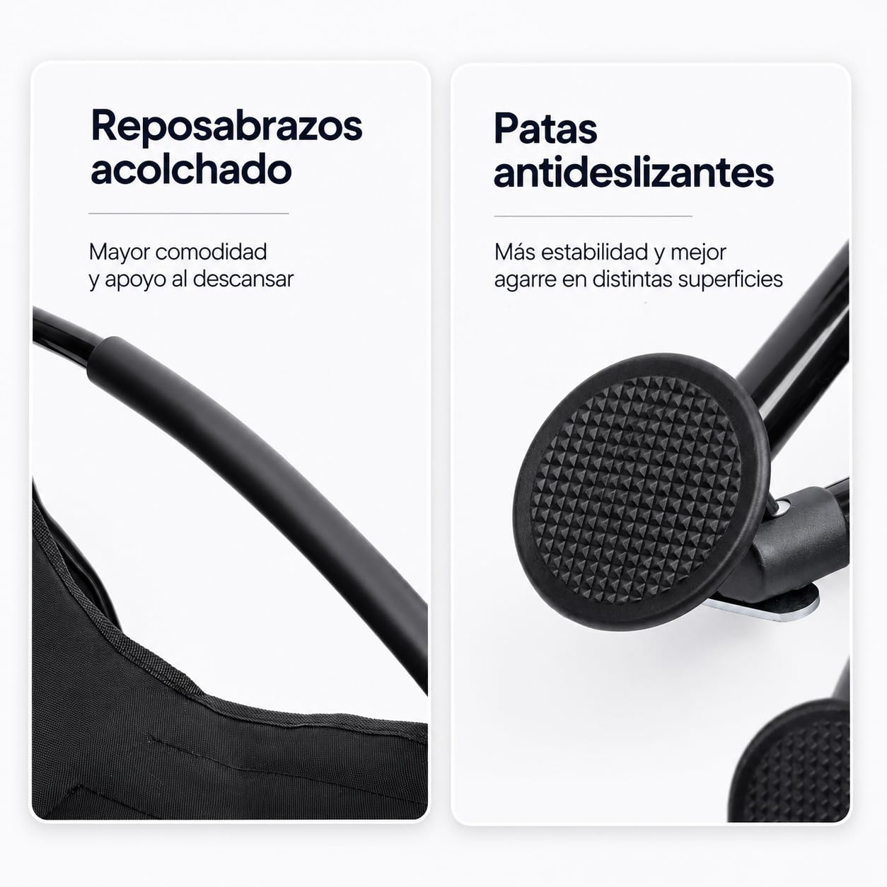 T-LOVENDO.ES Silla Plegable Baja de Playa y Camping/Portátil y Compacta/Respaldo Transpirable/Reposabrazos Acolchados/Estructura de Acero Robusta/Patas Antideslizantes/hasta 150 kg