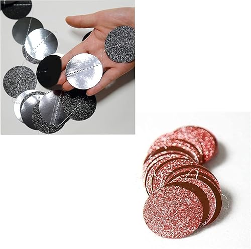 Miniatura 2 de Decor365 Guirnalda circular negra de oro rosa para decoración de fiesta, con puntos colgantes, banderina, telón de fondo, cumpleaños, boda,