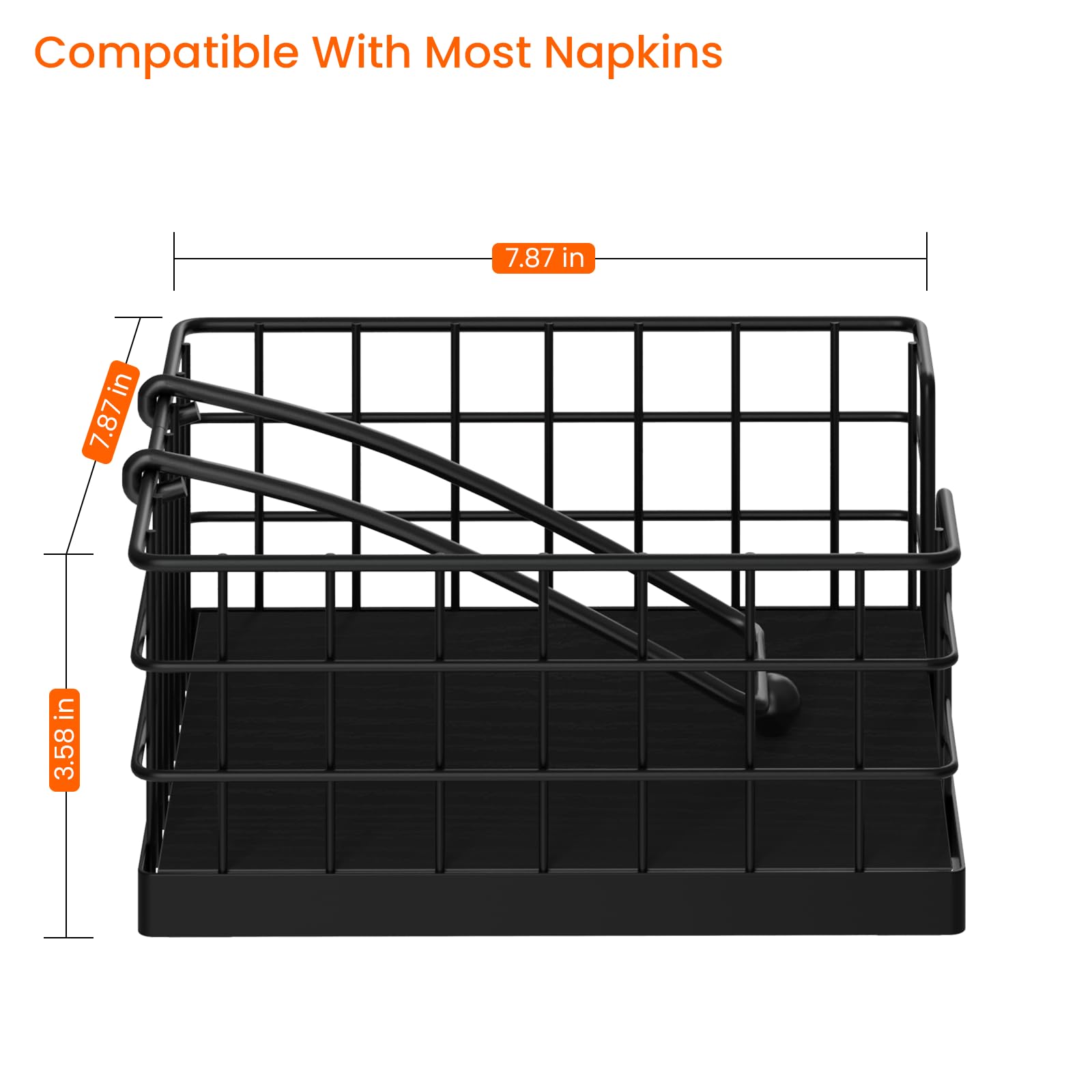 Homode Servilleteros para servilletas de papel, servilletero de granja para mesa, cesta plana con brazo pesado, dispensador de servilletas cuadrado para cocina, color negro