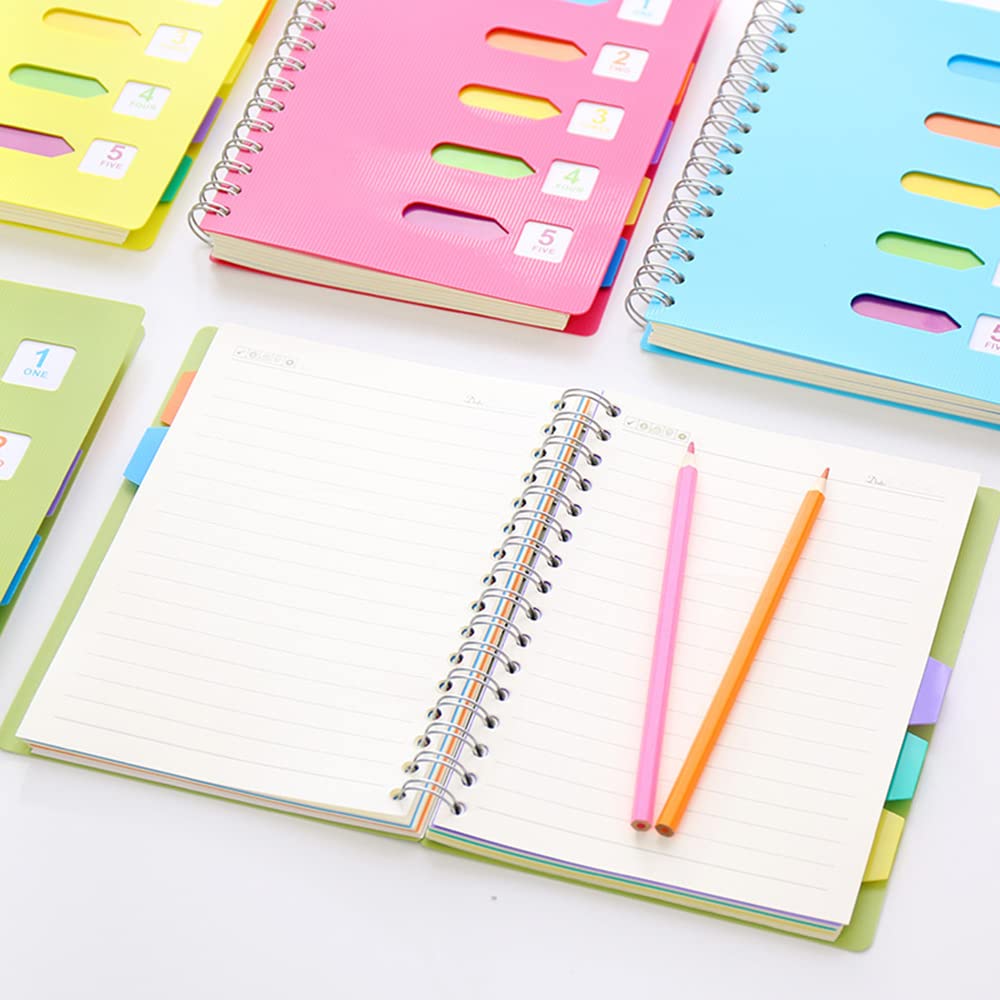 SagaSave Cuaderno espiral A5, Bloc de notas de tapa dura Forrado 120 páginas Cuaderno cuadriculado punteado, Cuaderno estético de diario encuadernado con alambre (4 colores)