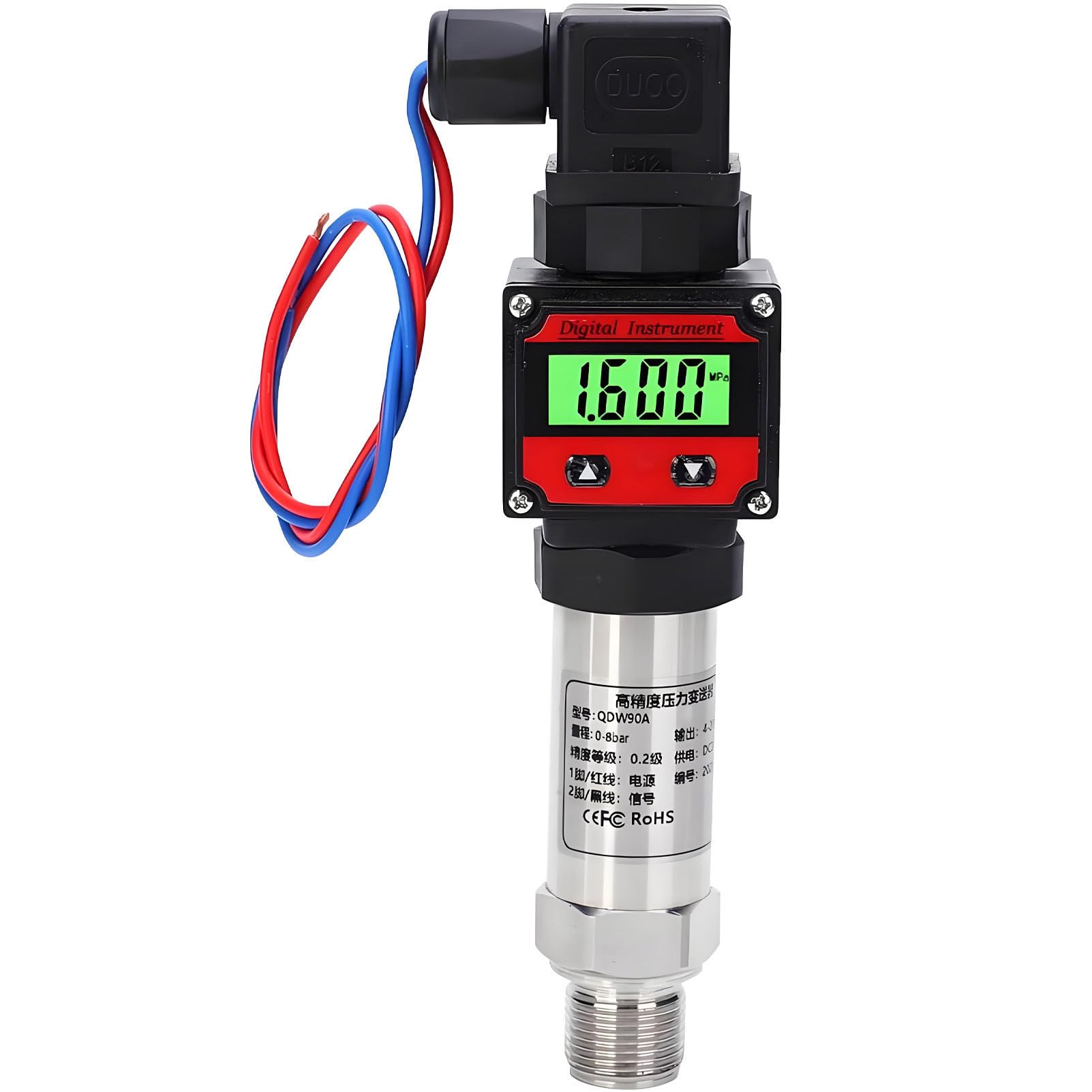 Trasmettitori di pressione idraulica con display digitale a LED 4-20 mA RS485 Sensore di livello del gas combustibile per acqua Misuratore di vuoto assoluto, intervallo -100 KPa-60 MPa 0-100KPa