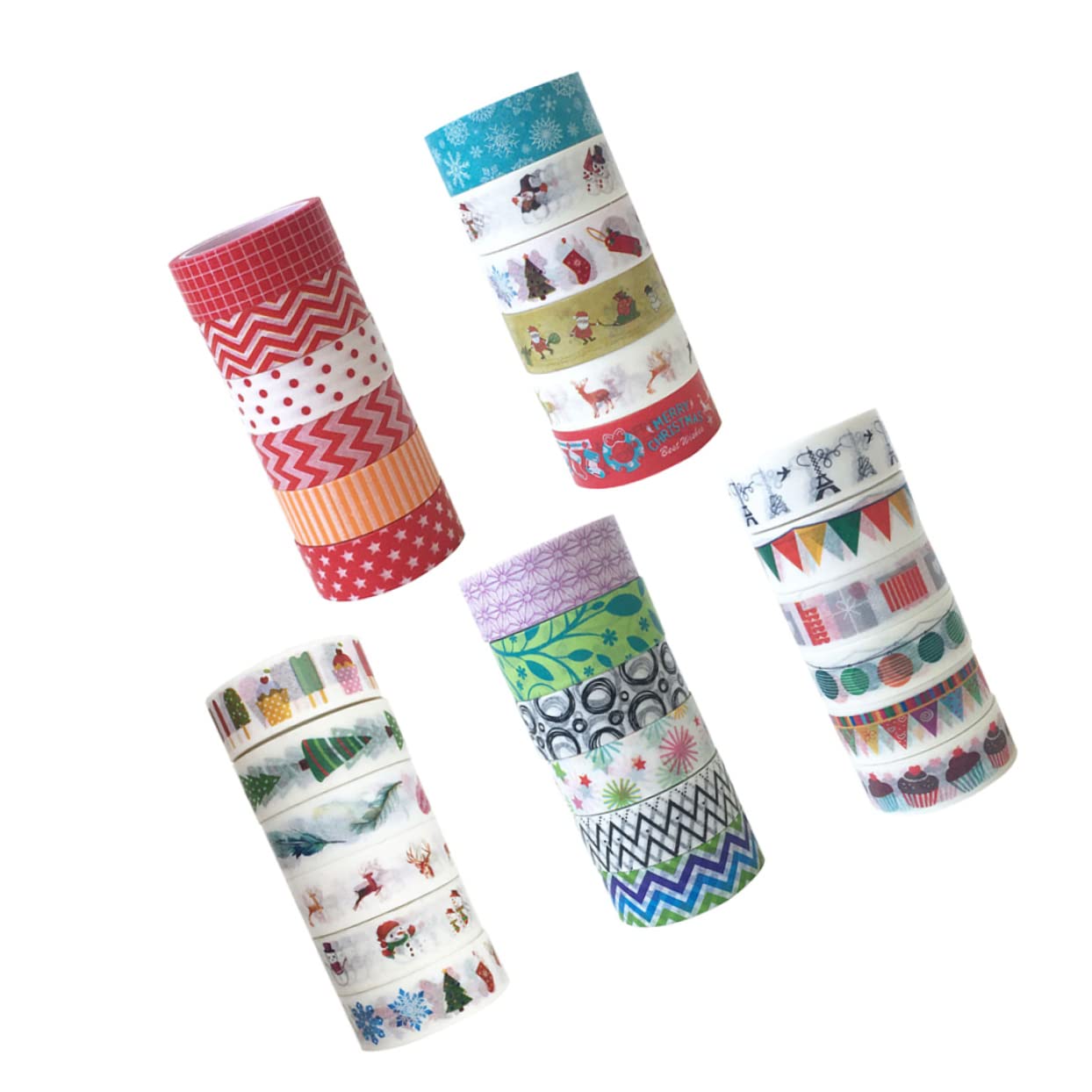 VILLCASE 90rollos Cinta De Washi De Navidad De Cinta Japonesa Dibujos De Personajes Navideños para Manualidades y Scrapbooking