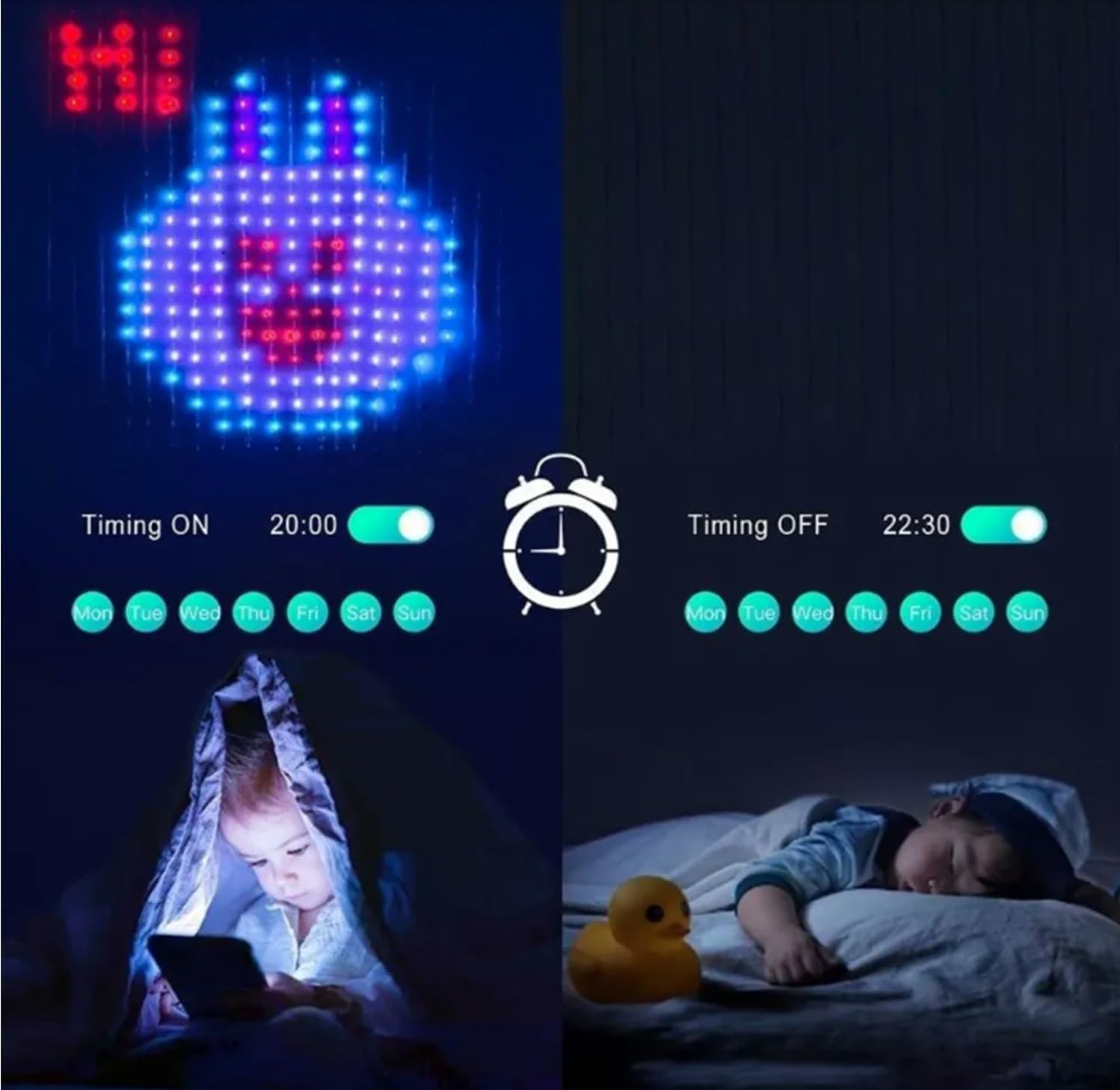 NYRWANA Valentine & Christmas Decorations | 6 x 6 ft Smart LED Curtain Lights with Bluetooth App Control, DIY Pattern & Music Sync, Romantic Fairy Lights for Bedroom, Wedding & Party 4