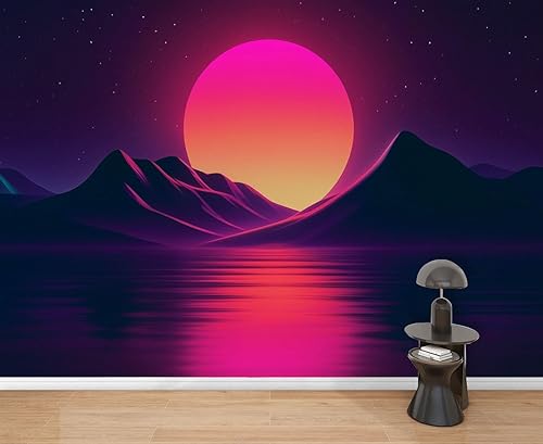 Miniatura 16 de Mural de pared Peel & Stick Sunny Retro Style 3D abstracto paisaje tropical, diseño de moda, papel tapiz autoadhesivo removible, calcomanía de pared