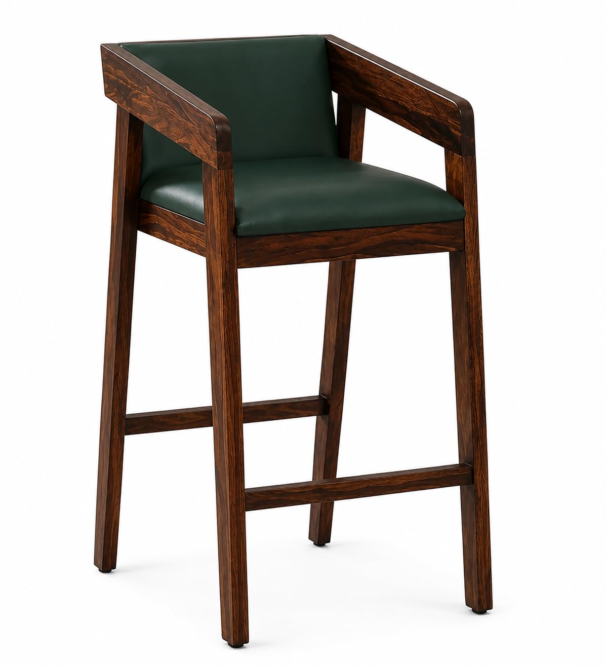 Ourniva furniture Solid Wood Bar Stool with Upholstered Seat | Handcrafted Sheesham & Kikar Wood High Chair for Kitchen Counter-image-38