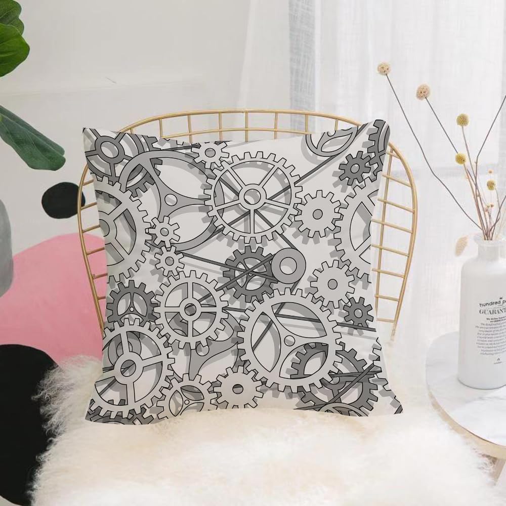 HYMSXW Cushion Cover,Throw Pillow Case Home Decorative for Living Room Bedroom Sofa Chair 20X20 Inch,Gears, industrial machinery, order diagram pattern,Pillowcase 50X50cm