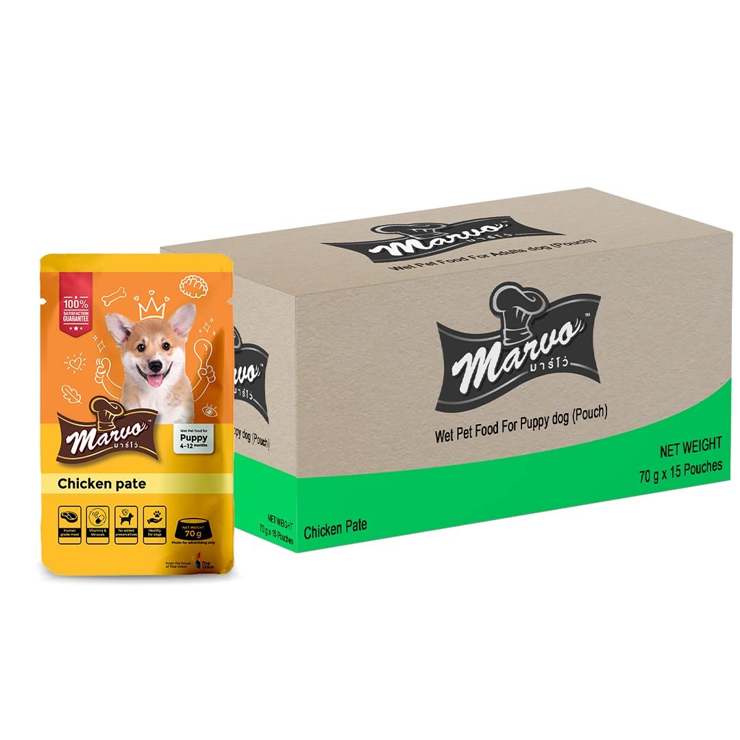 Marvo Wet Dog Food for Puppy Dogs, 70g (Pack of 15) | Chicken Pate for Puppies | 100% Human Grade Meat, 0% Byproducts Sold by DogsNCats (B0BNKXJC65) Amazon Price History, Amazon Price Tracker