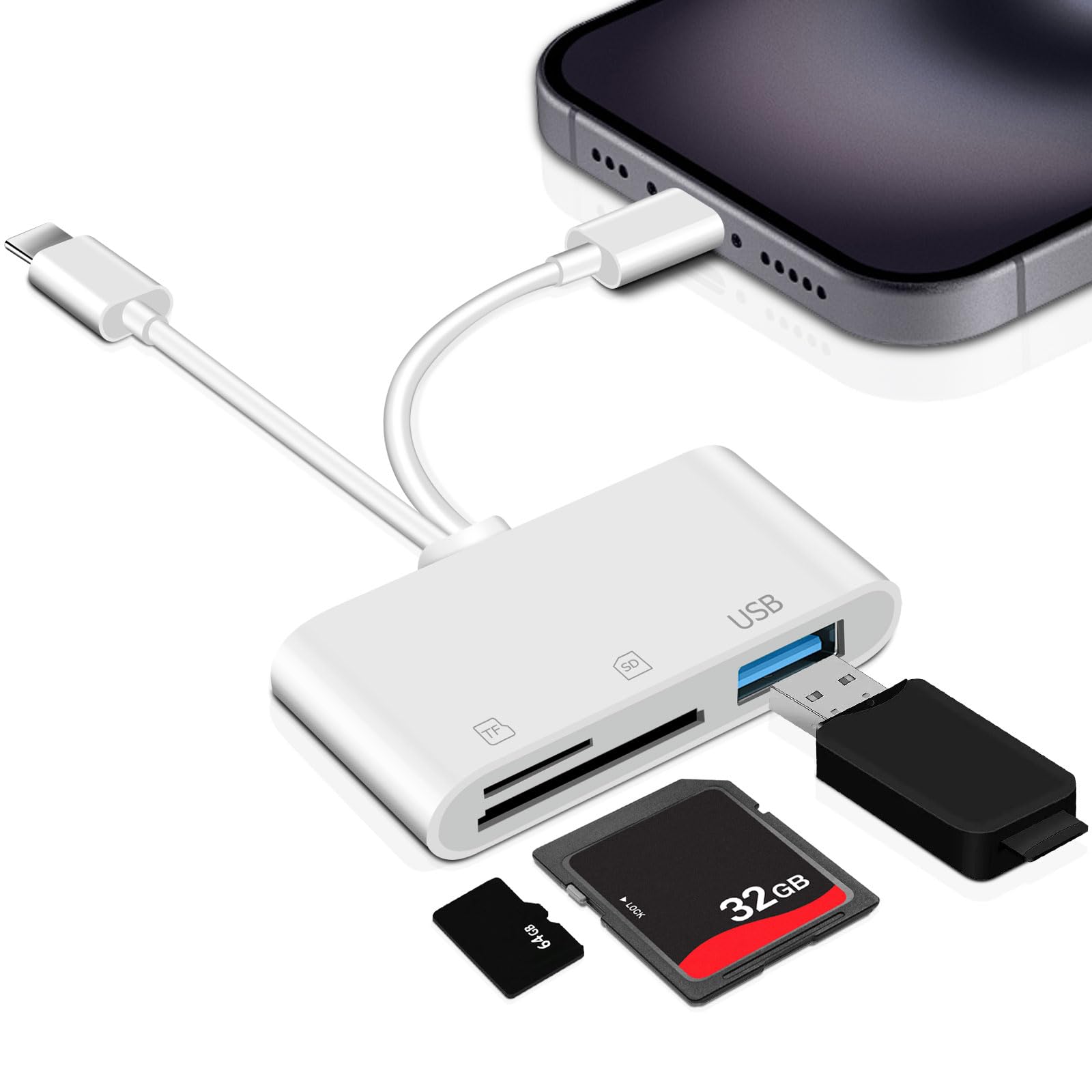 4-in-2 SD Karte Adapter Für IPhone (MFI) – Mit USB-C & USB-A Anschlüssen, Plug & Play Für Fotos, Videos & Daten Von Kamera Auf IPhone!
