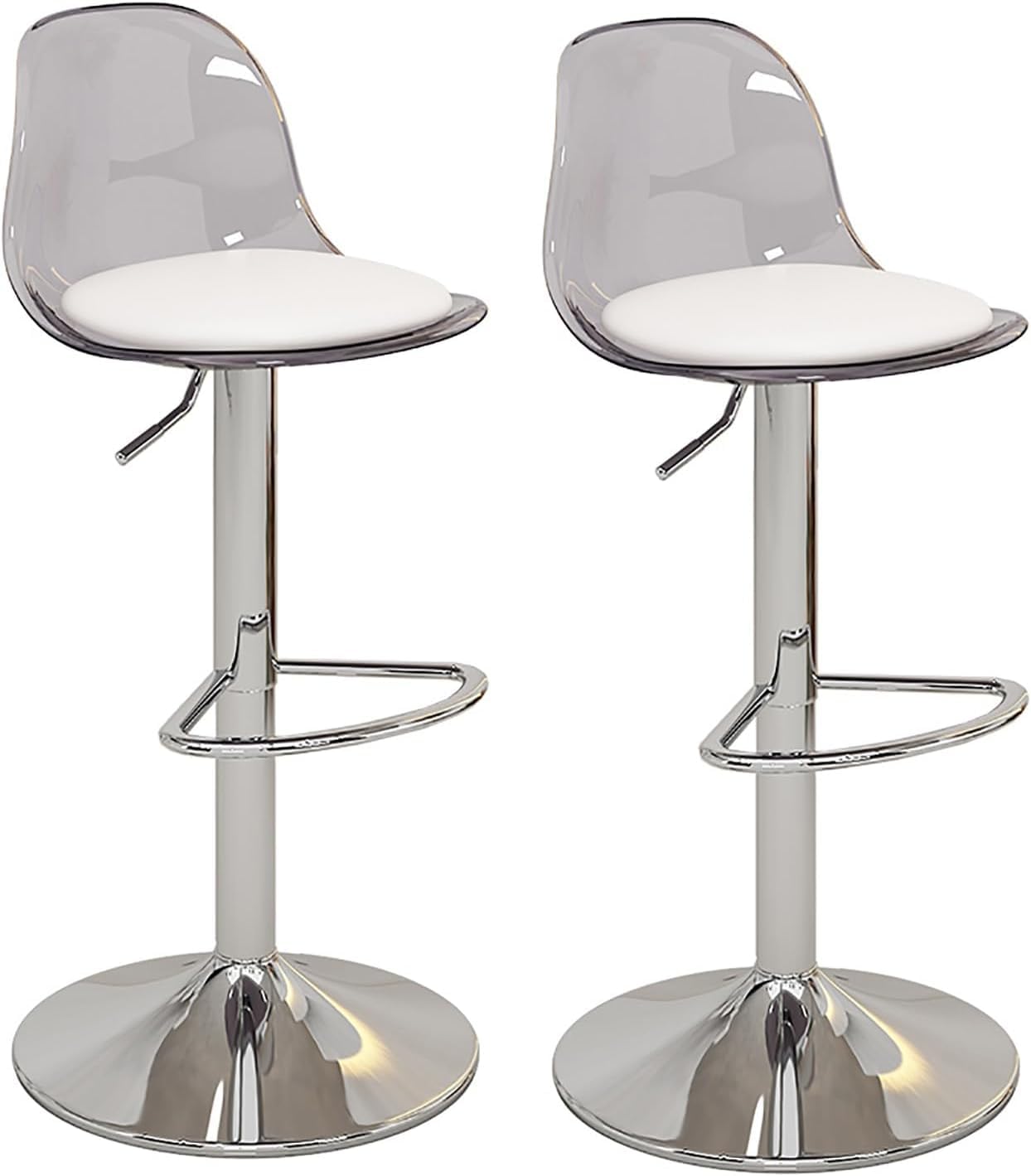 Tabourets de bar réglables en cuir PU et dossier acrylique confortables lot de 2