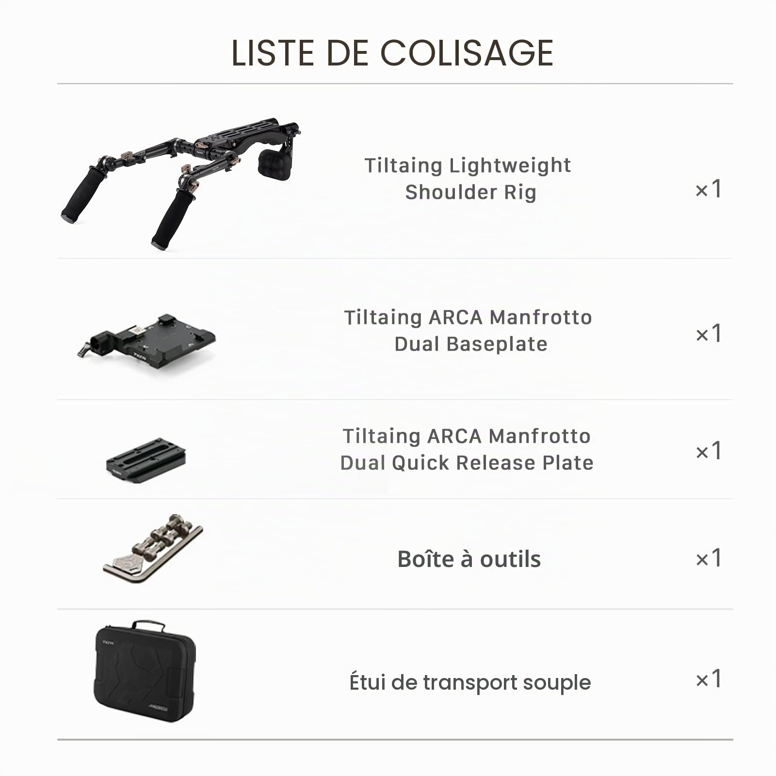 TILTA Camera Shoulder Rig avec Dual Rosette Handgrip, Dual Quick Release Baseplate et Soft Shoulder Pad, Lightweight Video Film Making System Kit pour DSLR Camera et Camcorder TA-LSR-B