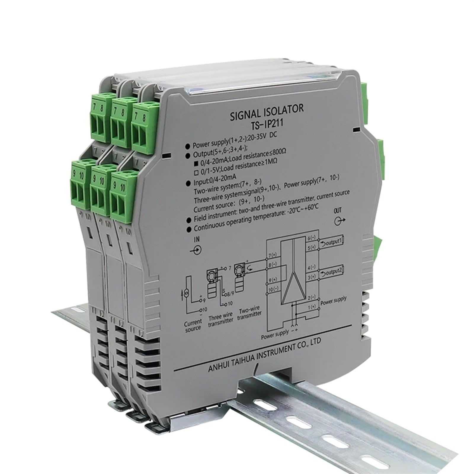 Transmisor de Aislamiento de señal Transmisor de Voltaje Actual Entrada múltiple Salida múltiple 4-20MA, 0-5V, 0-10V (Color : 1IN3OUT, Size : 0-10V_4-20MAIN_DC24)