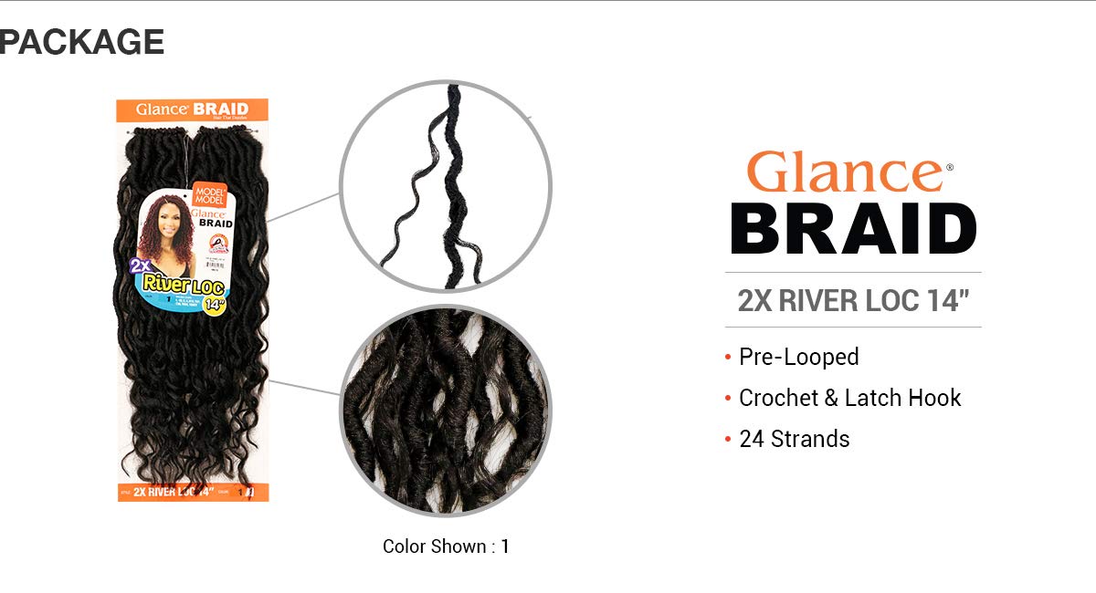 ModelModel Crochet Braids Glance 2X River Loc 14" (3-PACK, TGREY)