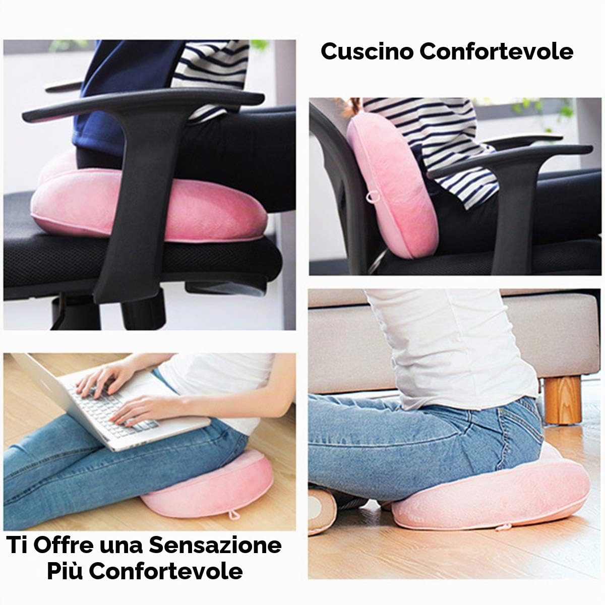 Cuscino Sedia Cuscino per Sedile Memory Foam Cuscino da Seduta Pieghevole Ergonomica Traspirante Comoda Sollevare i Fianchi Disponibile Tutte Le Stagioni per Casa Ufficio Auto Nero