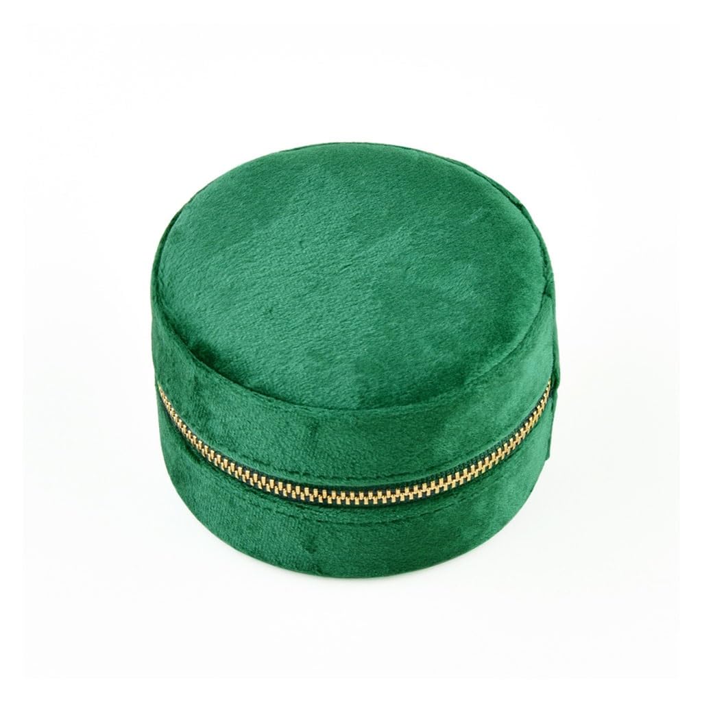 Boîte de rangement de bijoux velours ronde et voyage