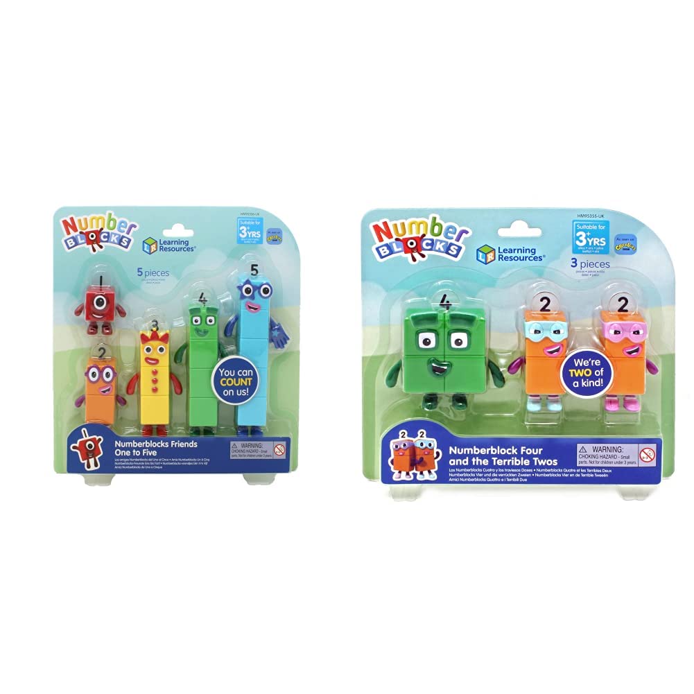 Learning Resources Numberblocks Friends One to Five, Official Collectible Toys & Numberblocks Four and the Terrible Twos, Official Collectible Toys