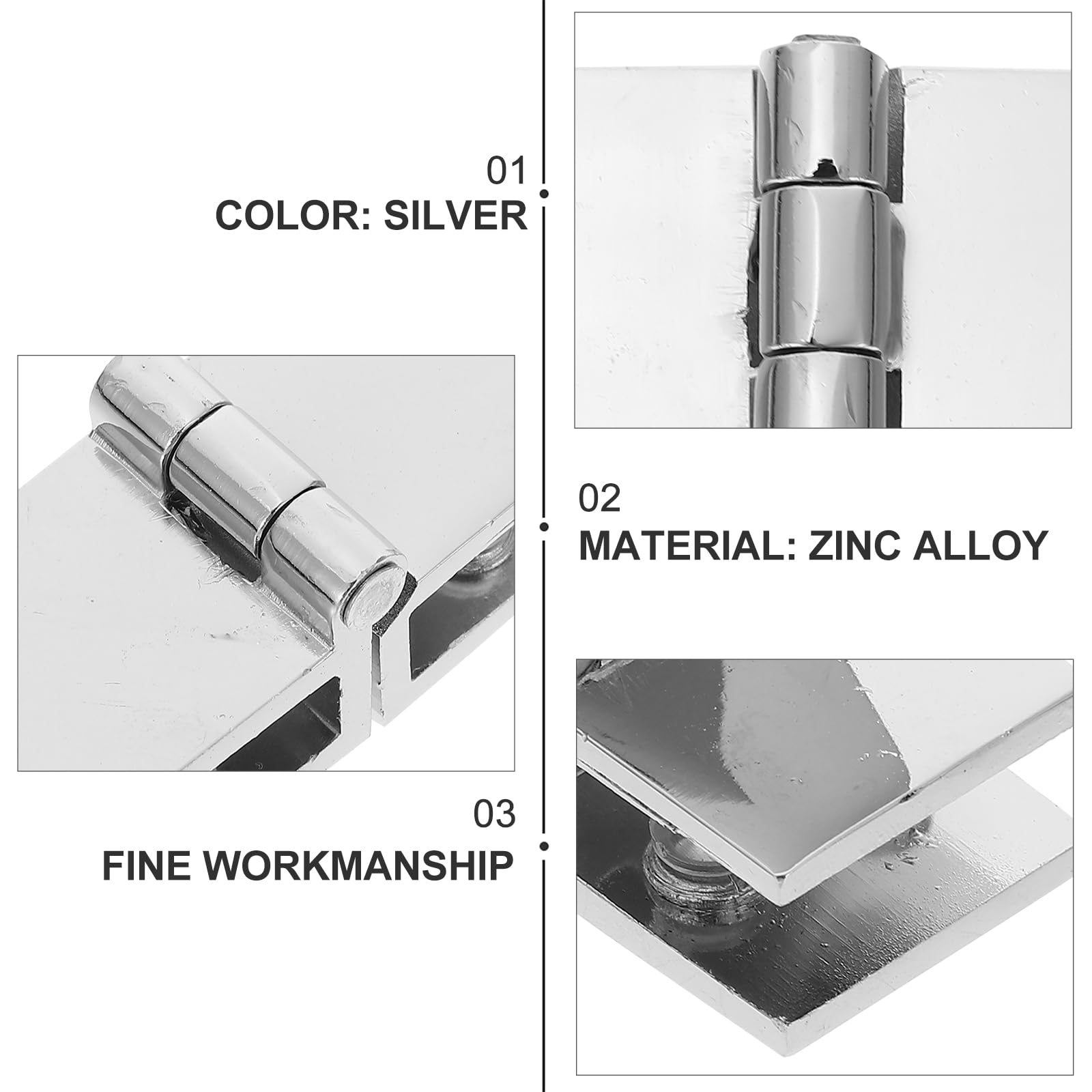 Uonlytech 2pcs Glass Door Hinge Glass Shower Door Gate Hinge Bath Screen Cabinet Hinges Pivot Hinges for Kitchen Cabinets Shower Nonporous Zinc Alloy Panel - Image 4