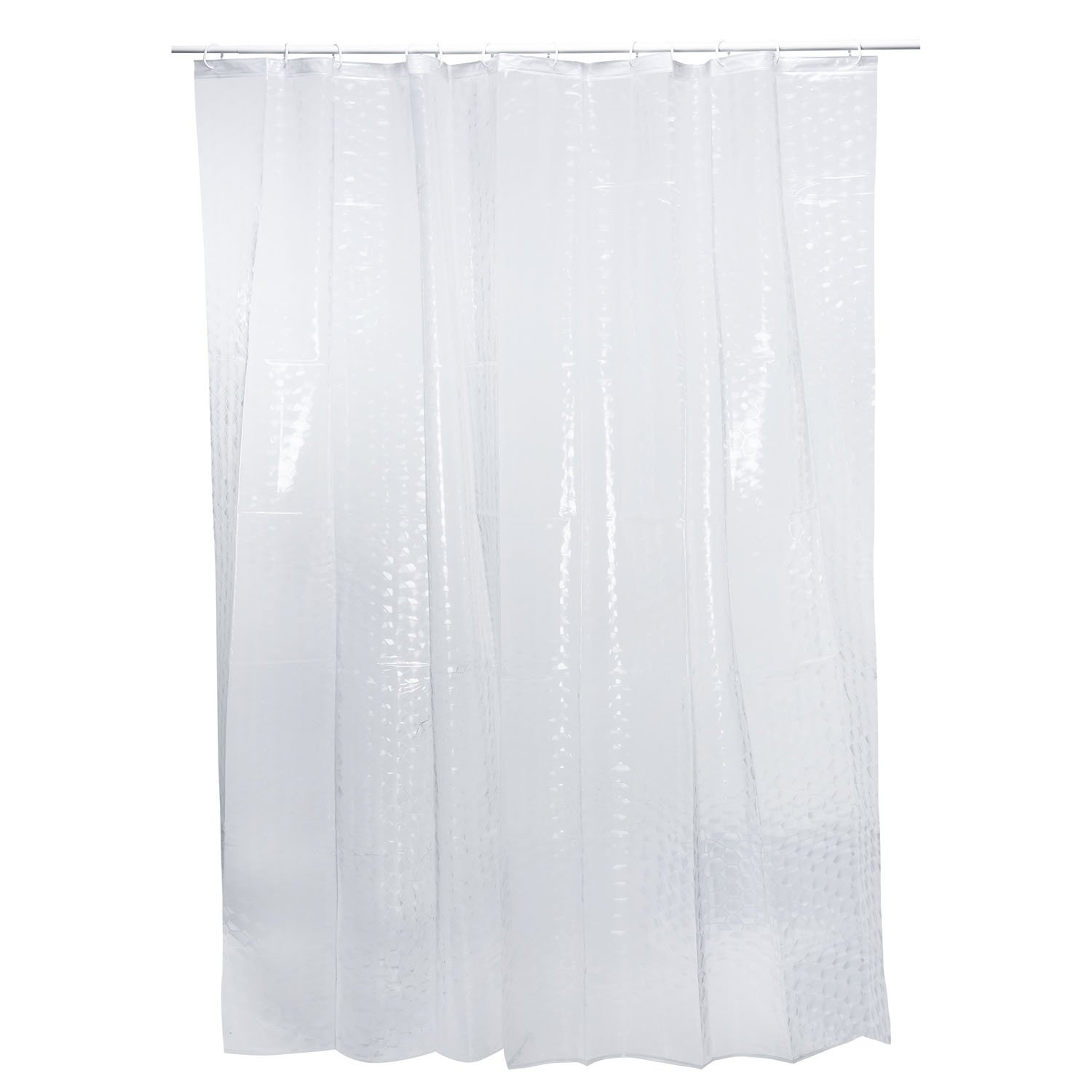 Cortina de Baño; Impermeable, Lavable y Antimoho Cortina de Baño 100% Poliéster para Bañera y Plato de Ducha (Transparente)