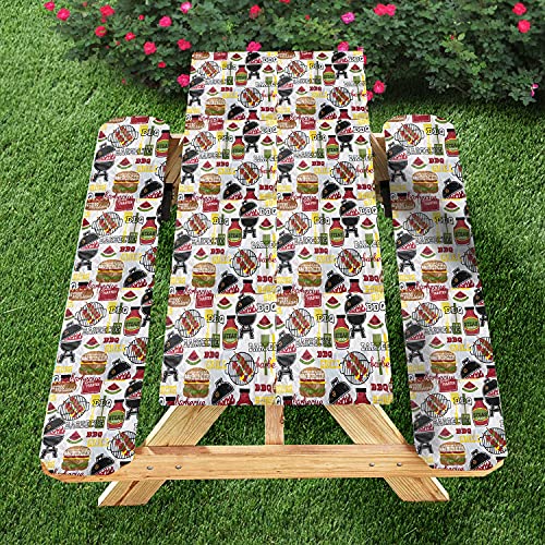 Ct Discount Store 3 Pc Picnic Table Cover Outdoor - Including The 2 Bench Seats With Elastic Edges - Versatile Color Scheme That's Reflective Of The Summer Season (Summer Cookout) #TOP1