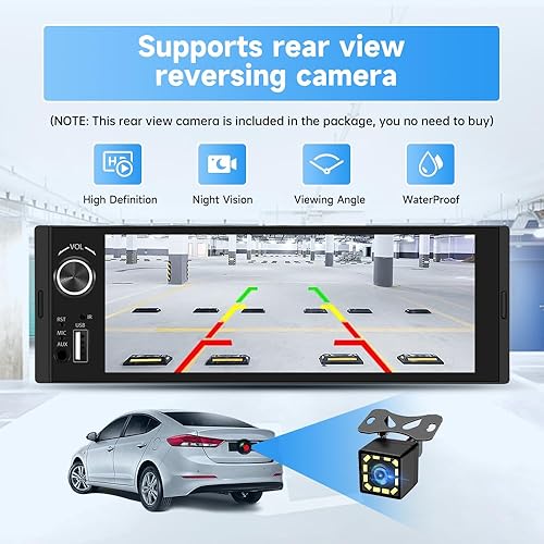 Miniatura 5 de Estéreo de automóvil de un solo DIN, CarPlay de 6.36 pulgadas y Android Auto HD IPS con pantalla táctil con Bluetooth con cámara de respaldo,