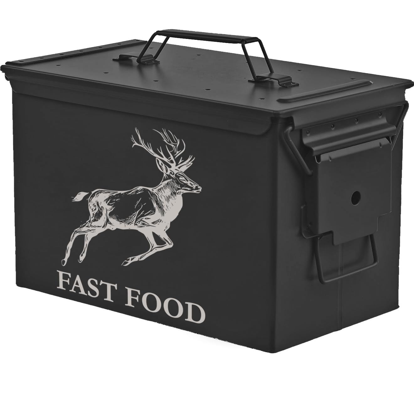 MIP Steel Ammo Can Storage Box Ammunition Case Gift Fast Food Hunting Hunter Deer Dad Funny (Black, 50 Cal)