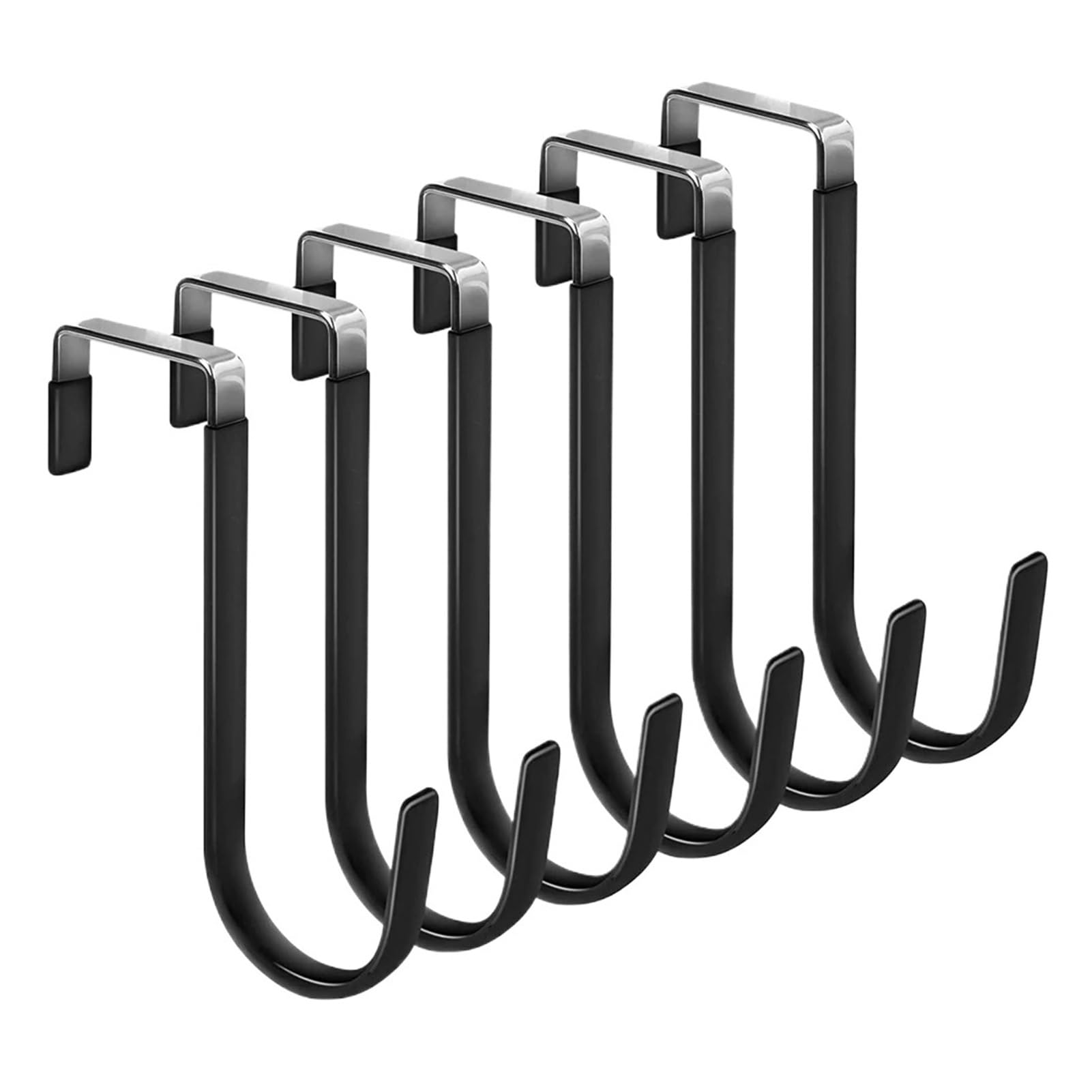 Axvoro 6Pcs Black Hooks Over Door Hanger 6Pcs Towel And Coats Hangers Nonstick And Non-Punching Over The Door Hooks Bathroom Bedroom Kitchen Hanging Organizer(6Pcs Black Hooks)