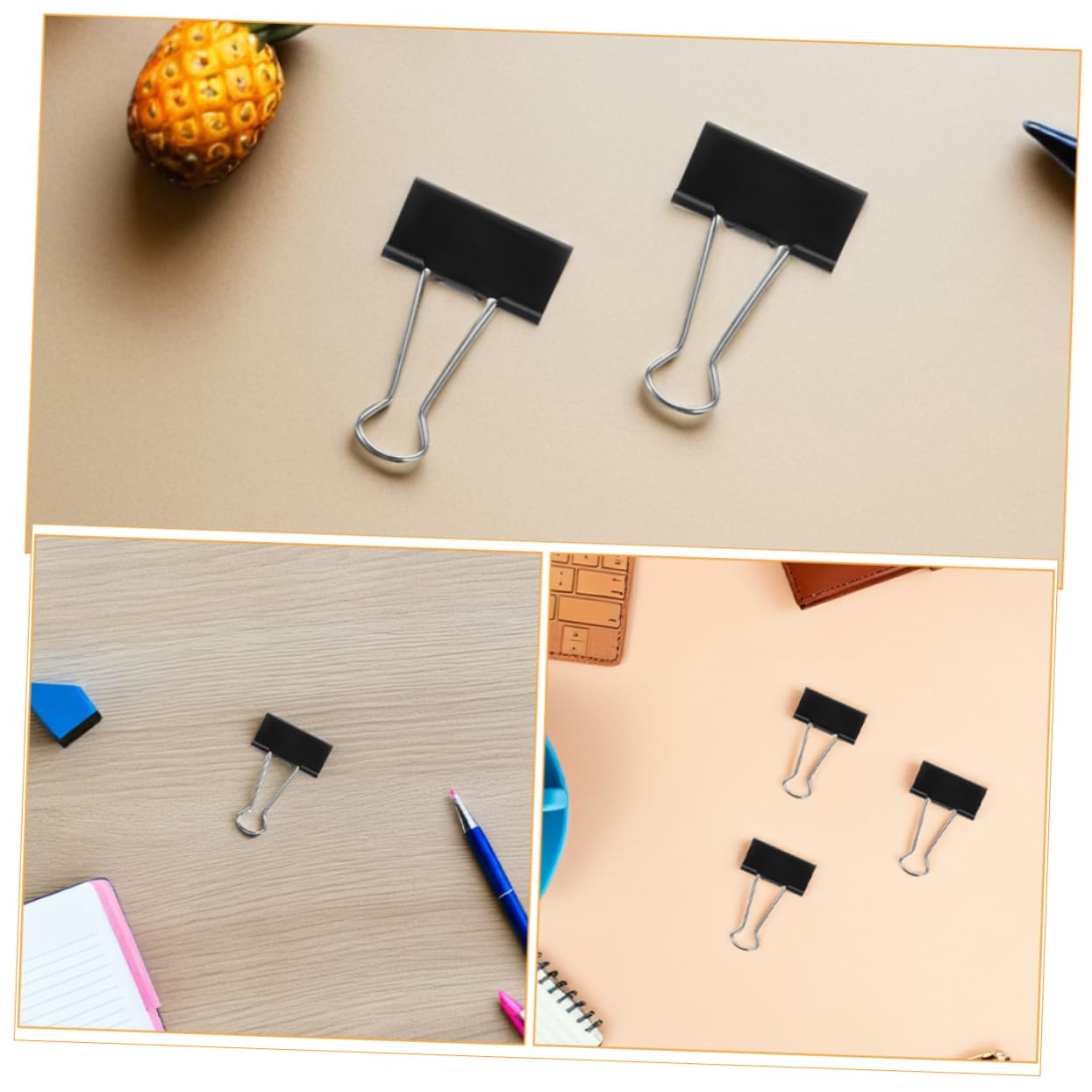 60 Stück Große Binderclips in Schwarz aus Metall für Büro | Hochleistungs Ausführung, Vielseitig für Papiere und Lebensmittelbeutel, Geeignet für Besprechungen und Lernunterlagen
