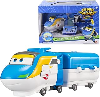Super Wings - Tony Transformation Train Robot Suitable for 3 4 5 6 7 Year Old Boys and Girls, Transformation Train Action Figures for Preschool Games and Birthday Gifts, 5 Inch