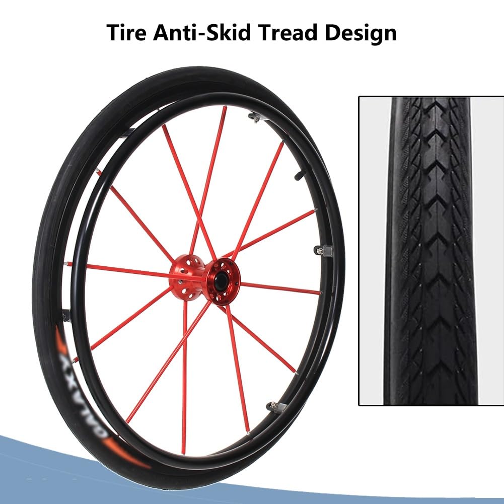 1 Paire de Roues Arrière de 60cm pour Fauteuil Roulant de Sport, 24 × 1 Pneus Gonflables Antidérapants, Moyeu en Aluminium