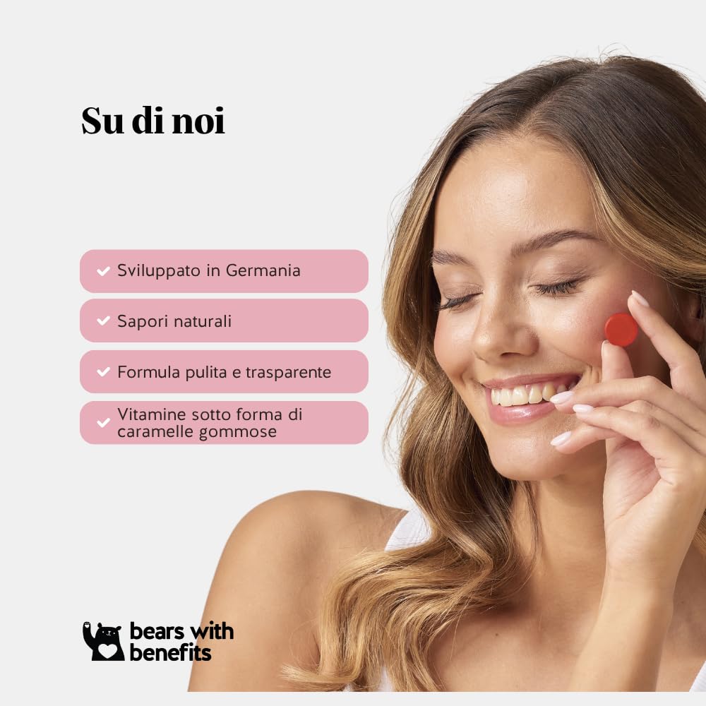Vitamina B12 400µg Gummies - Daily Essentials – Metabolismo Energetico, Riduzione della Stanchezza – Difese Immunitarie – 60 Pezzi (2 mesi) – Vegan, Senza Zucchero – Bears with Benefits